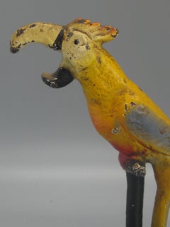 Antique Art Deco Cast Iron Cold Paint Parrot Bird Figural Barware Bottle Opener
