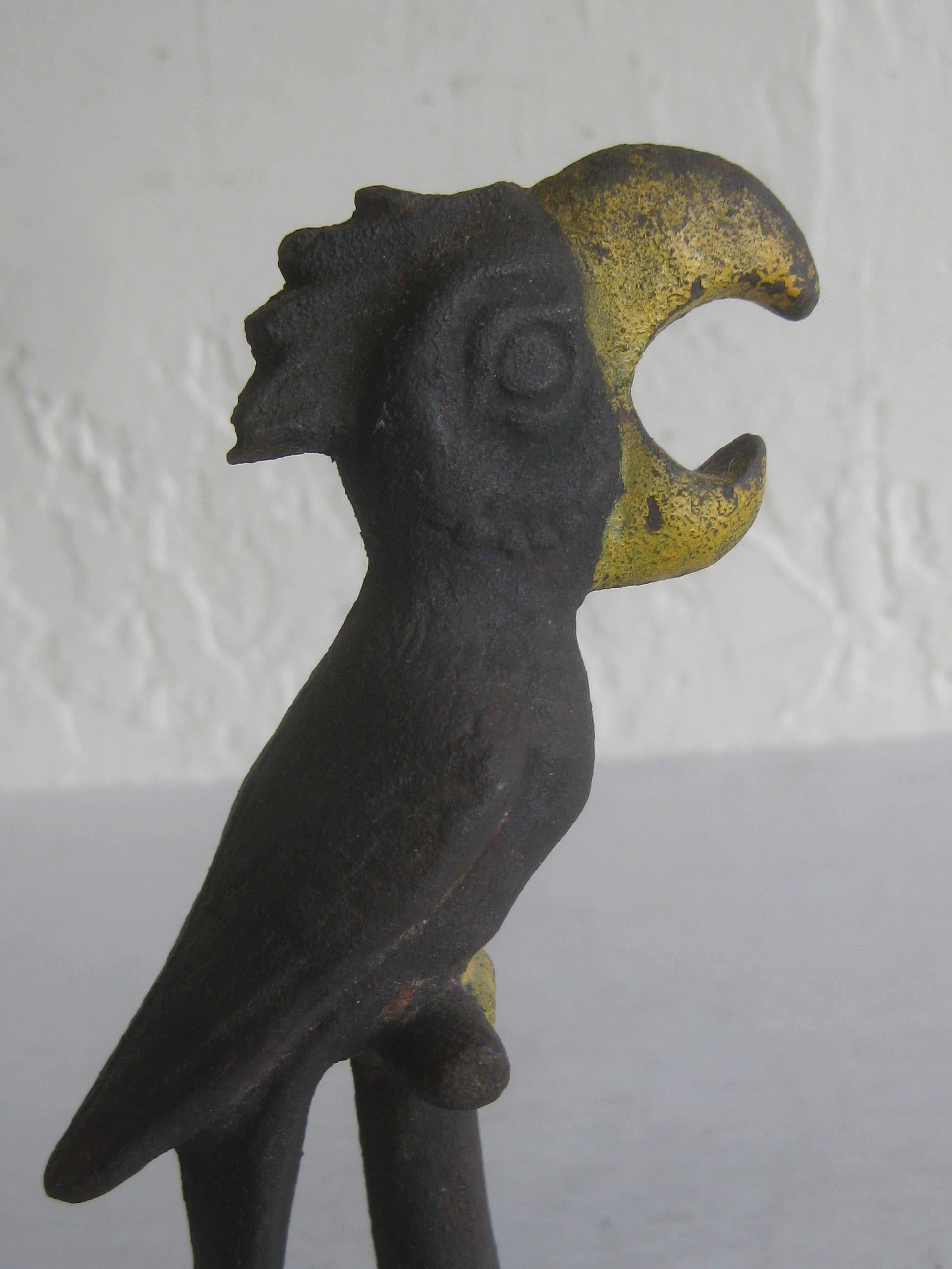 Antique Art Deco Cast Iron Cold Paint Parrot Bird Figural Barware Bottle Opener 5