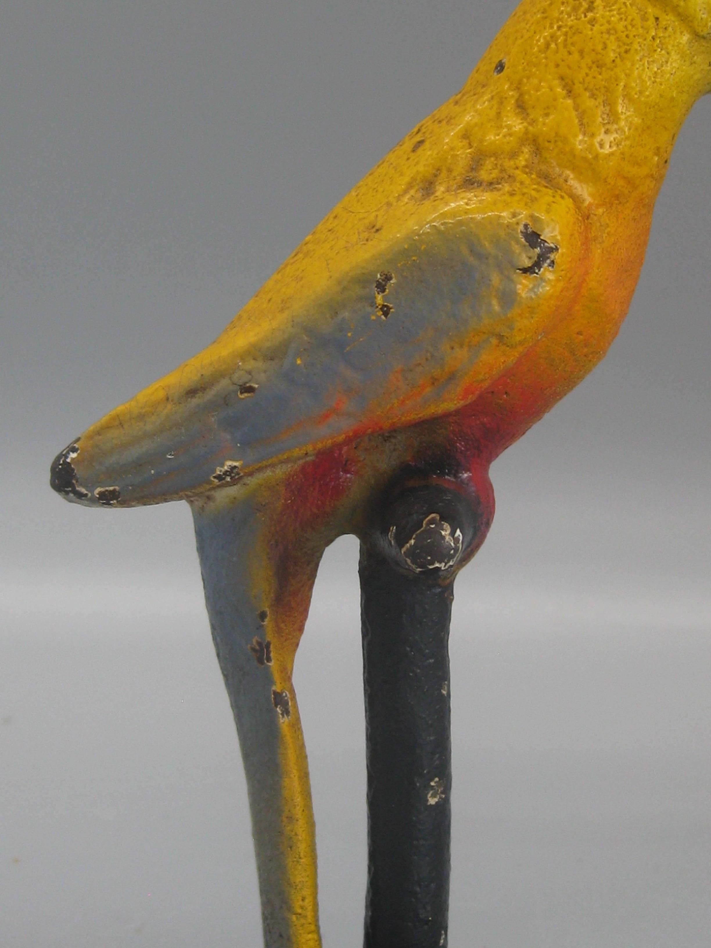 Antique Art Deco Cast Iron Cold Paint Parrot Bird Figural Barware Bottle Opener 3