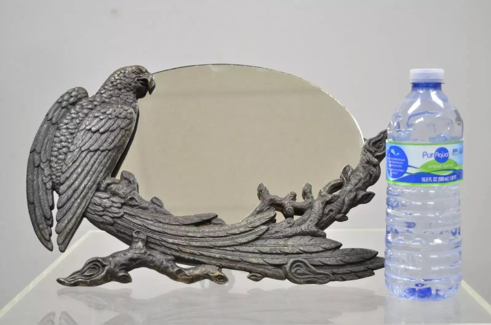 Antiguo Art Deco Hierro Fundido Águila Ave Fénix Sobremesa Espejo en venta 3