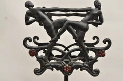 Antique Art Deco Cast Iron Figural Dancers Fish Bowl Stand