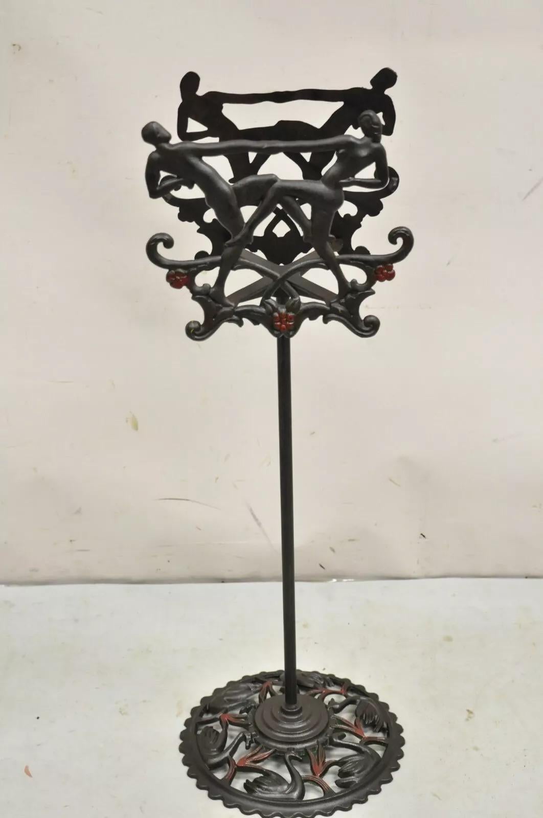 Antique Art Deco Cast Iron Figural Dancers Fish Bowl Stand 3