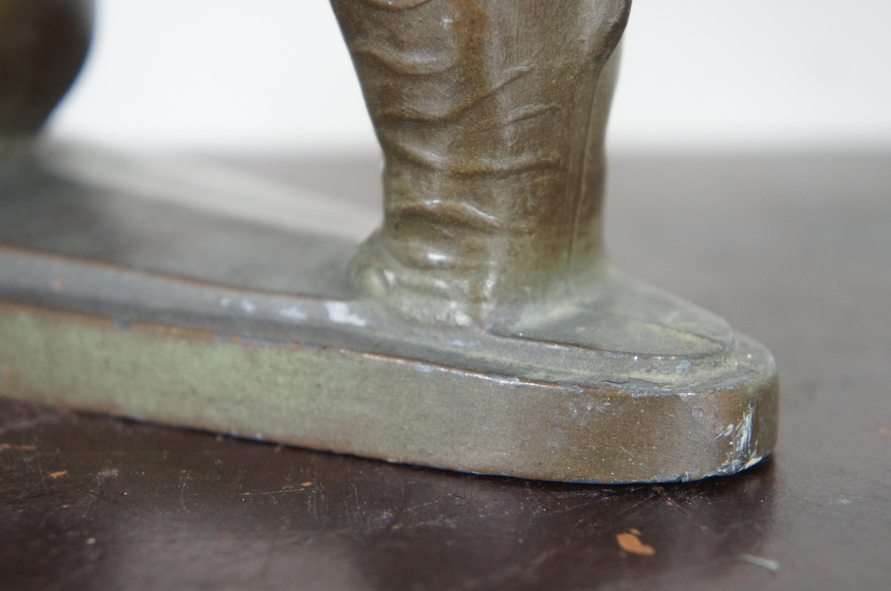 Antique Art Deco Cast Metal Circus Elephant Library Bookends Bronzed Lucky Book 8