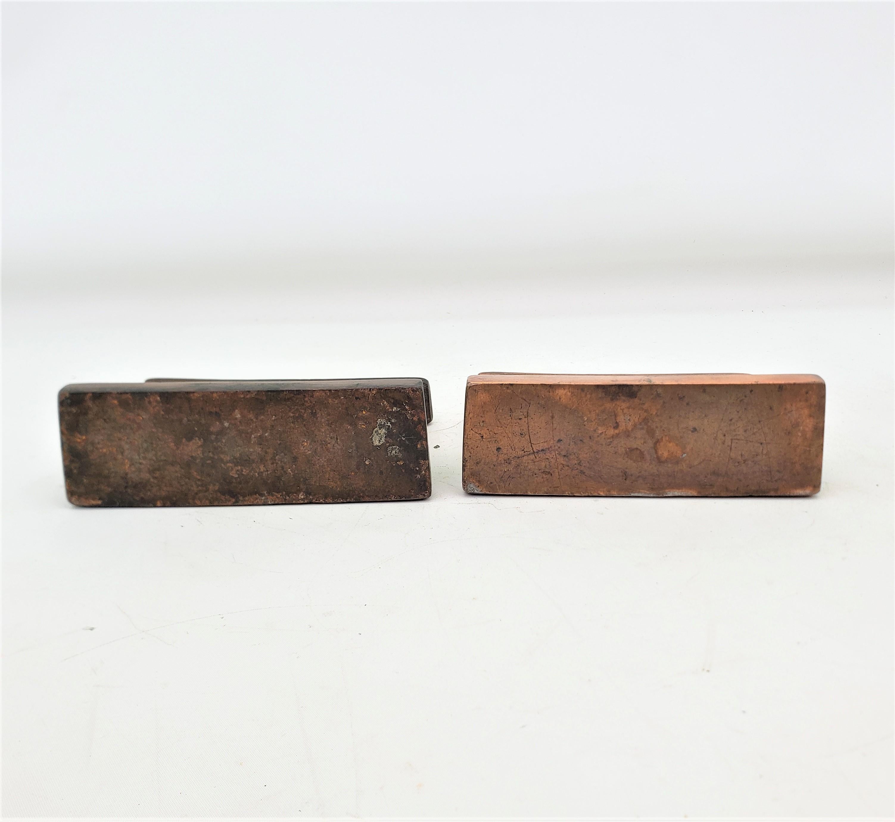 Antique Art Deco Cast & Patinated Bookends Depicting a Figural Brick Fireplace  For Sale 4