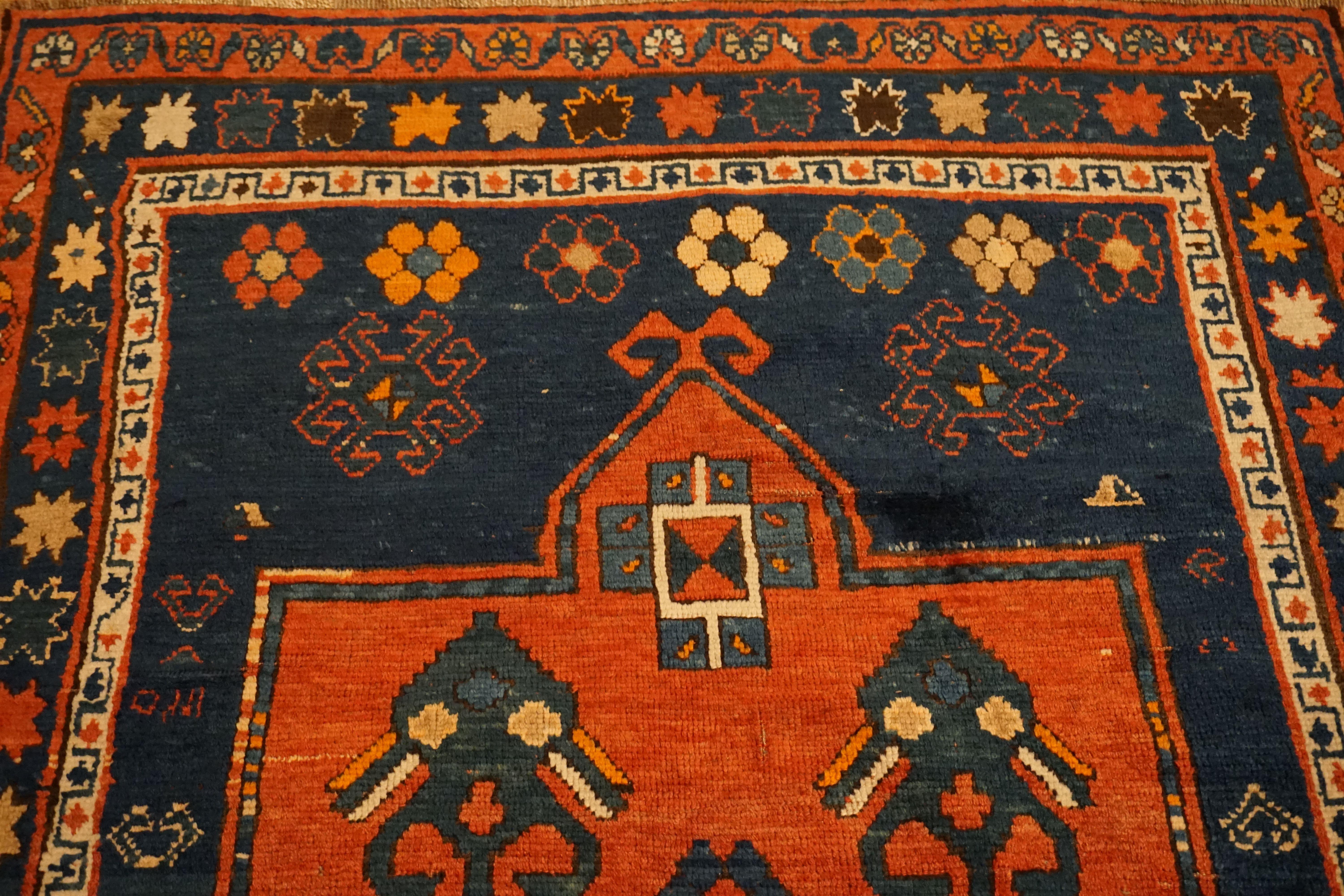 Antique Art Deco Caucasian Kazak Carpet, circa 1890 In Good Condition For Sale In Wuppertal, Wuppertal