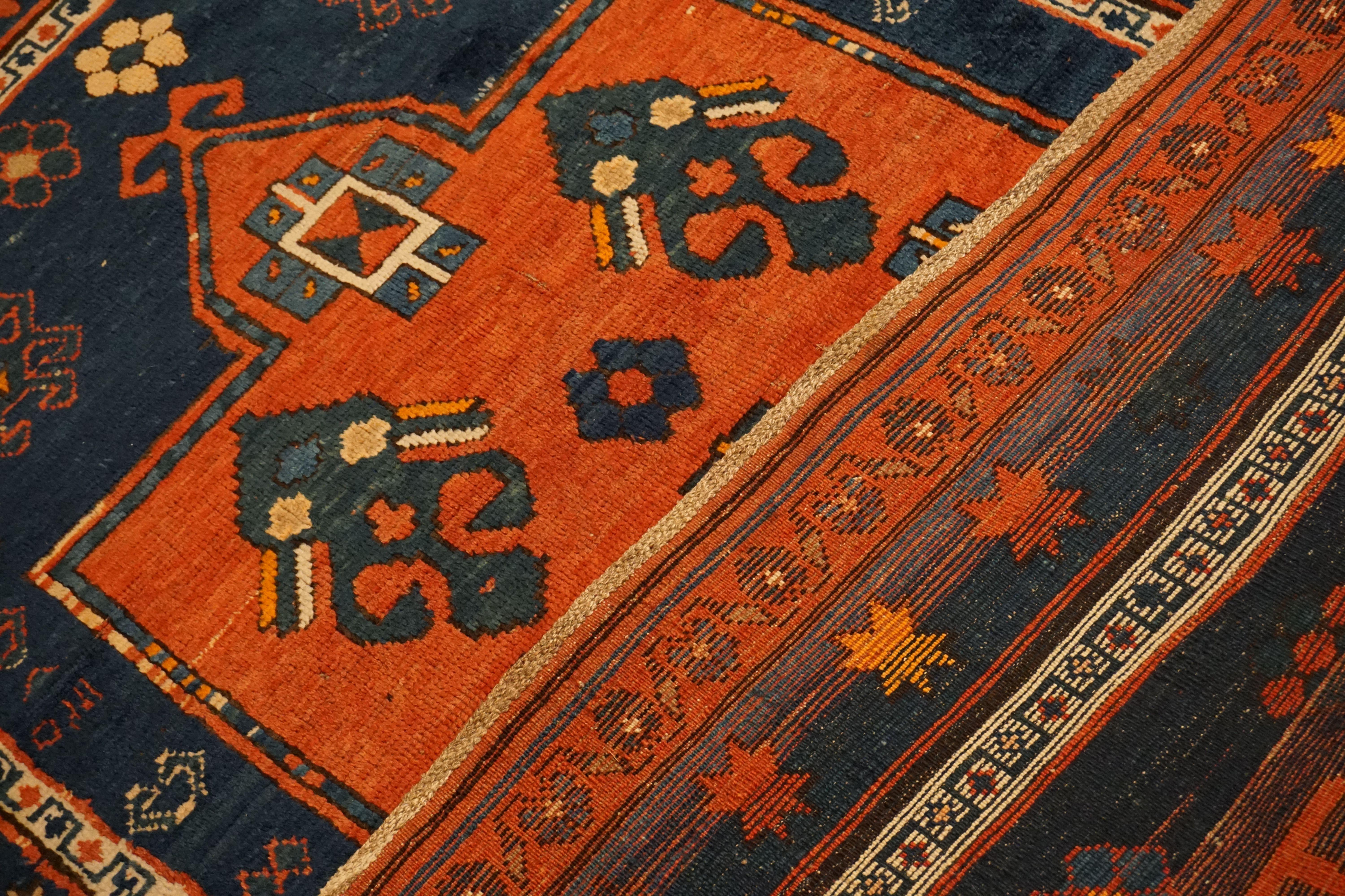 Antique Art Deco Caucasian Kazak Carpet, circa 1890 For Sale 3