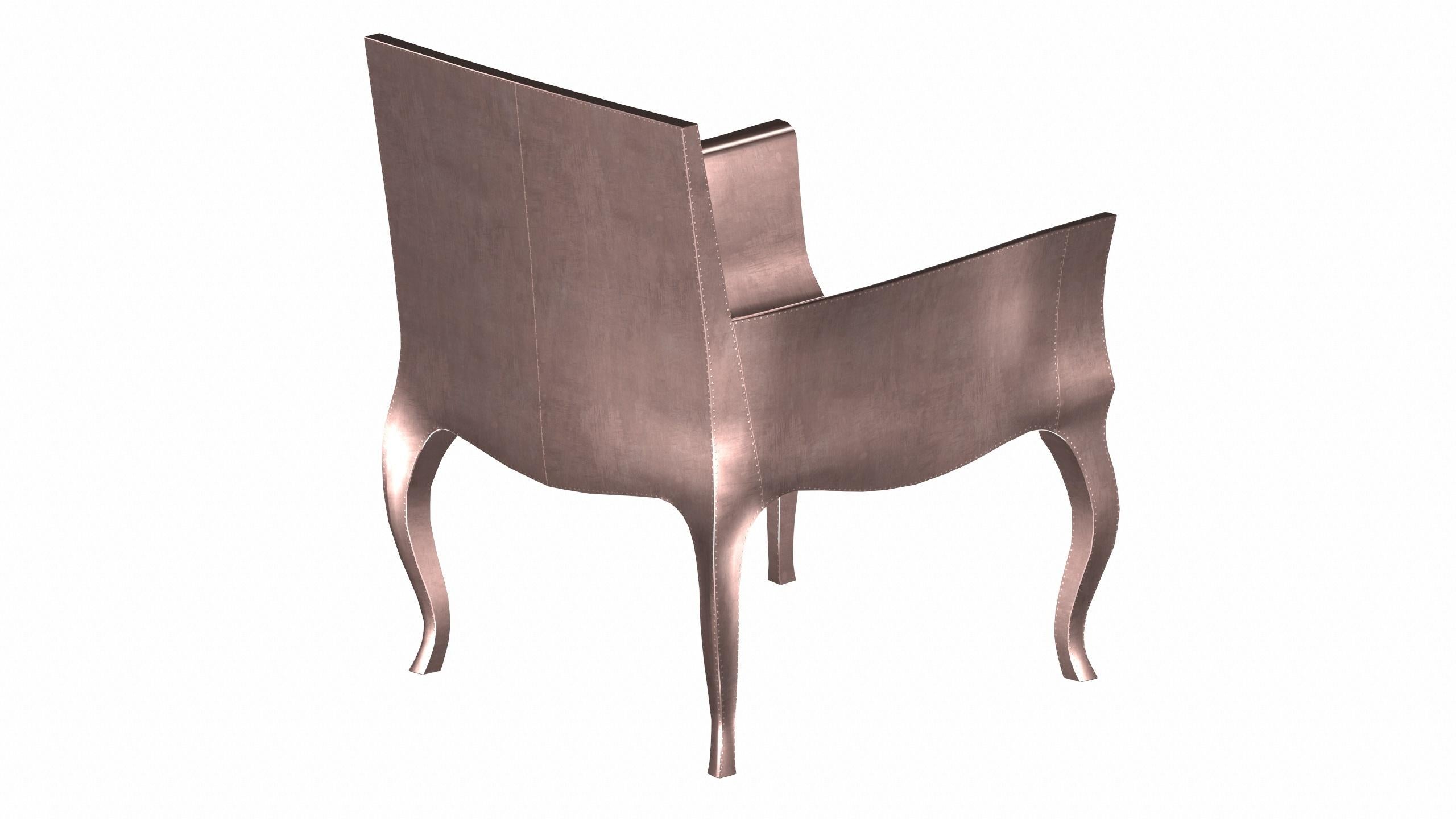 Antike Art déco-Stühle im Art déco-Stil aus glattem Kupfer von Paul Mathieu für S. Odegard (Indisch) im Angebot