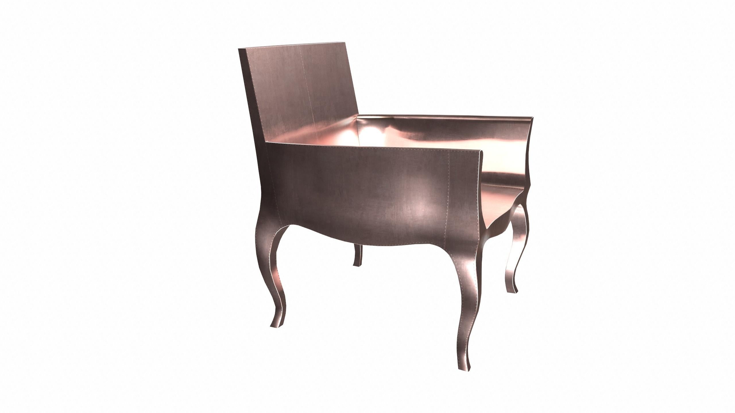 Antike Art déco-Stühle im Art déco-Stil aus glattem Kupfer von Paul Mathieu für S. Odegard (Handgeschnitzt) im Angebot