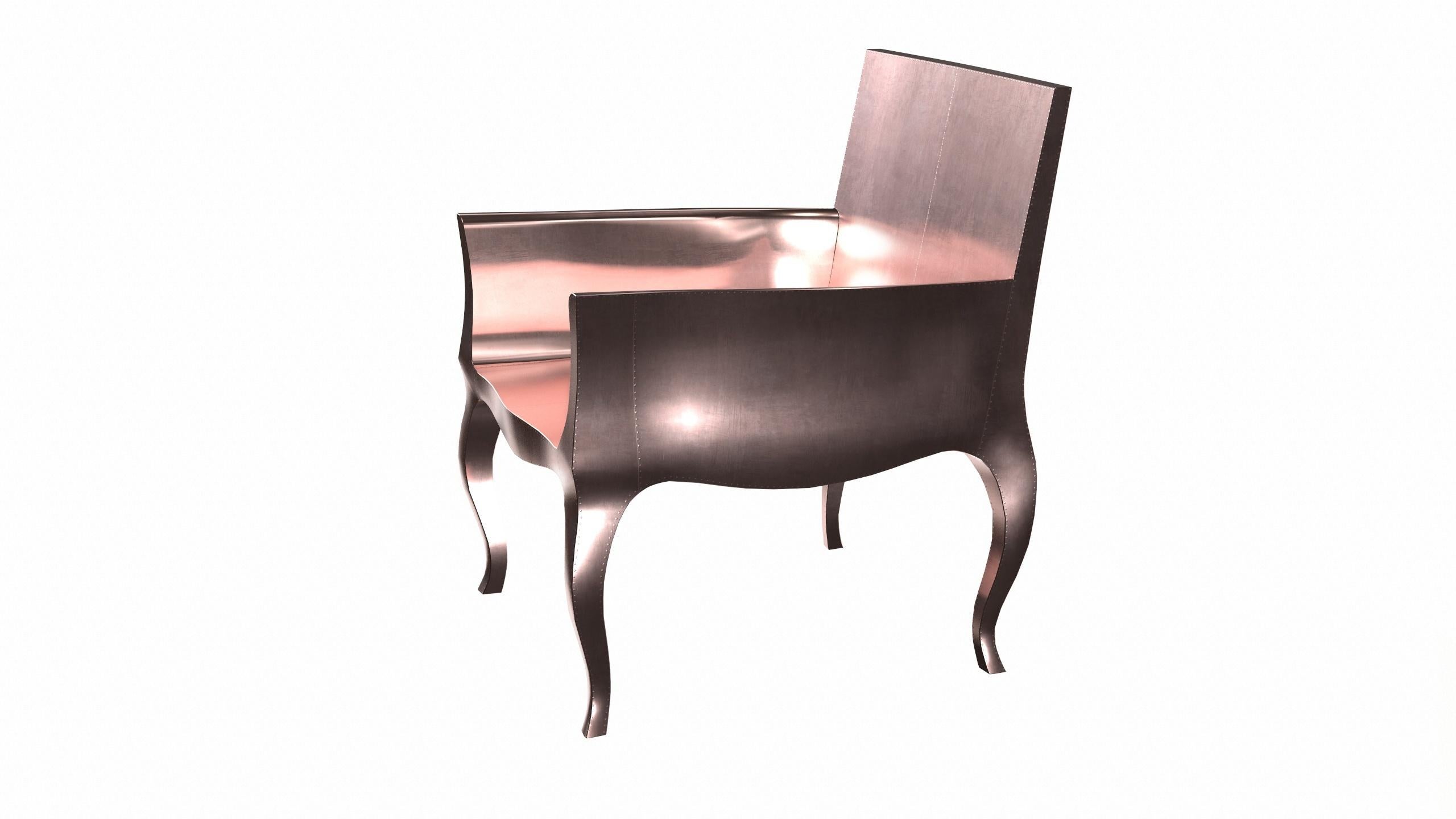 Antike Art déco-Stühle im Art déco-Stil aus glattem Kupfer von Paul Mathieu für S. Odegard im Angebot 1