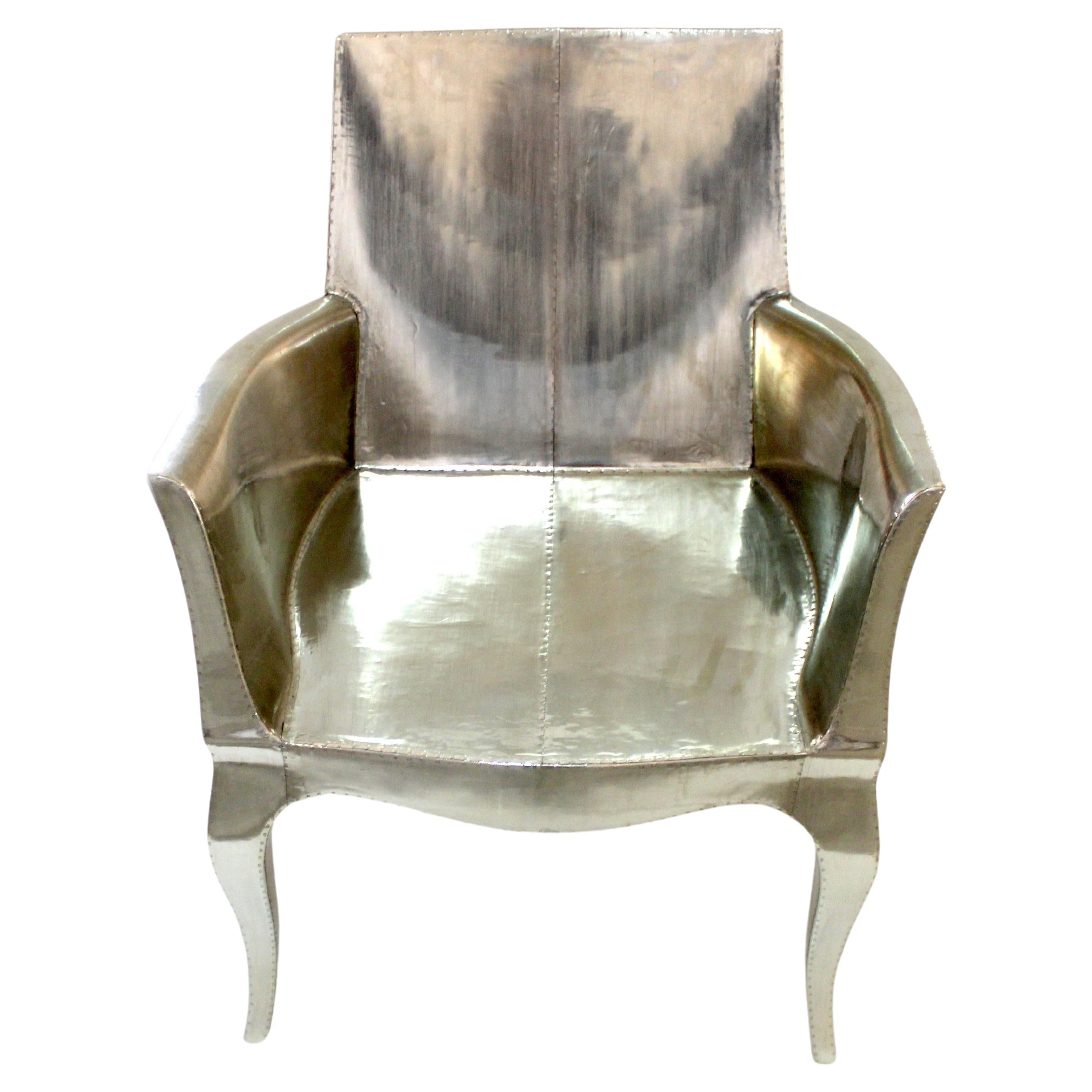Antike Art-Déco-Stühle aus glatter weißer Bronze von Paul Mathieu für S. Odegard