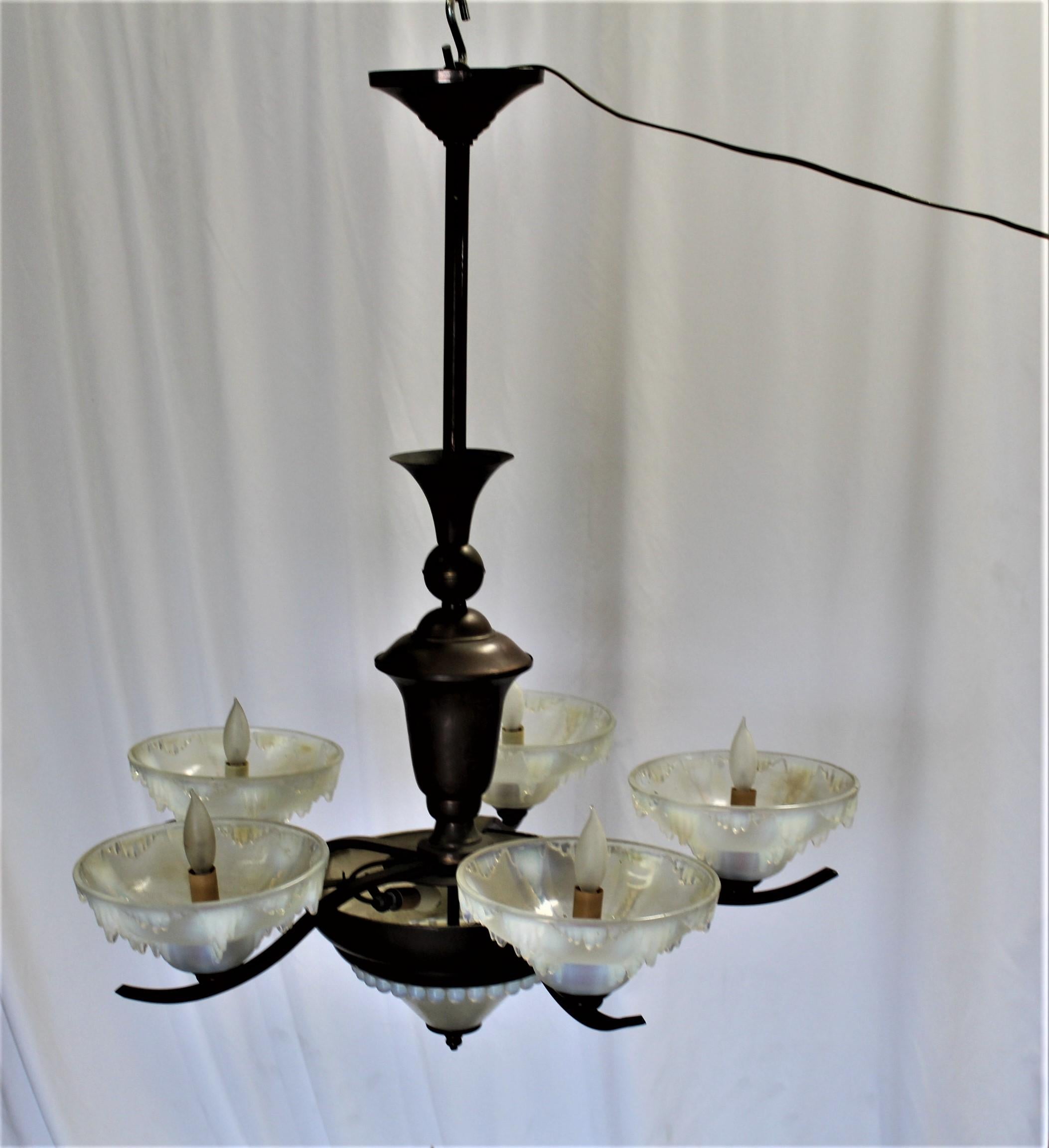 Antique Art Deco Chandelier In Good Condition For Sale In Los Angeles, CA