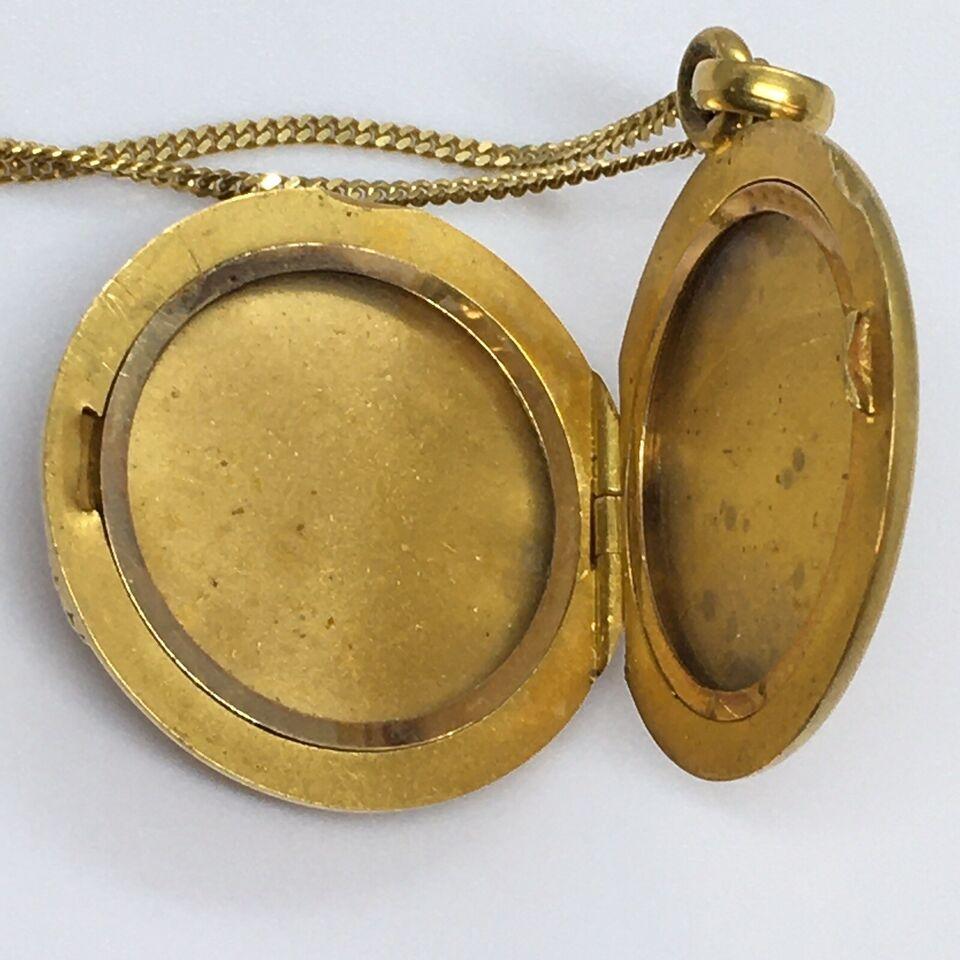 Women's or Men's Antique Art Deco Chase Work Snake 14K Gold American Locket Chain Necklace Signed