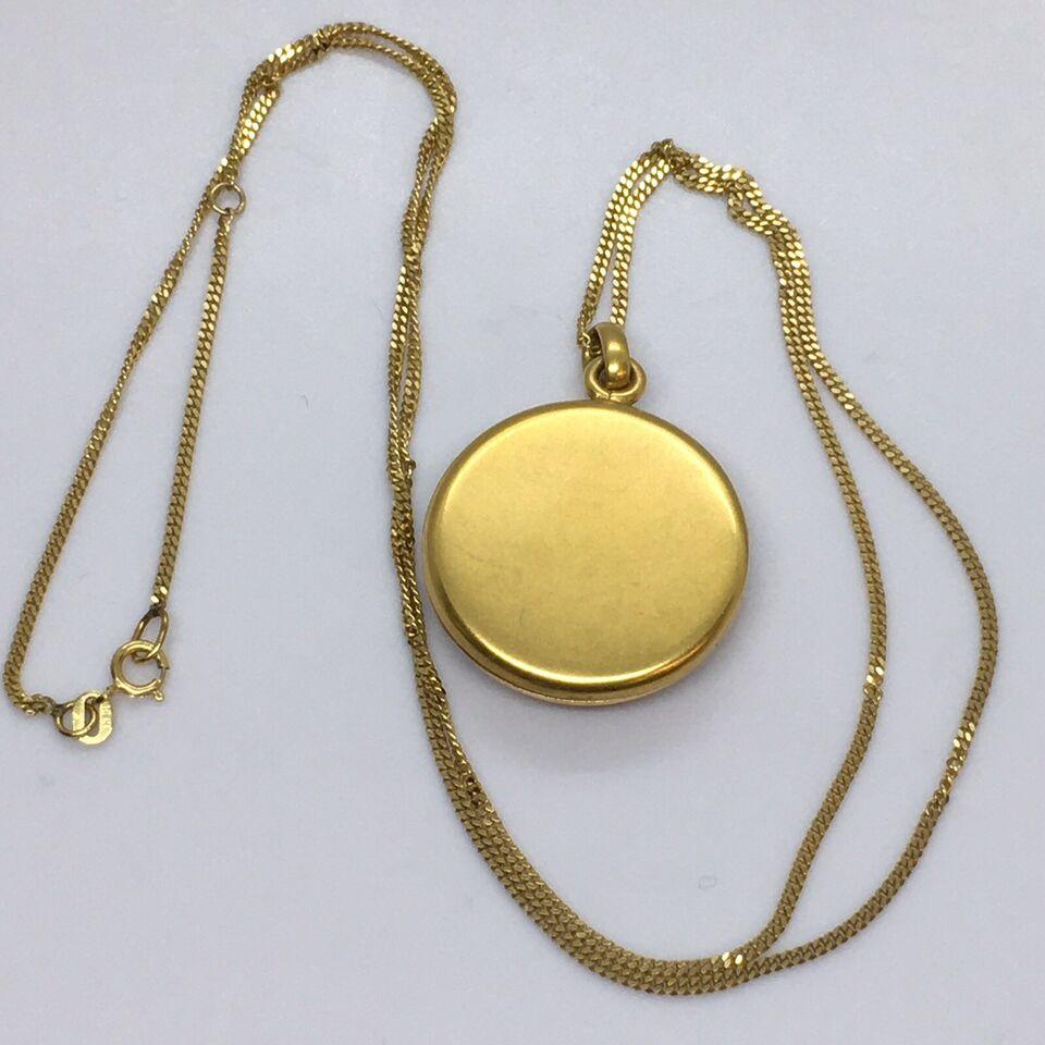 Antique Art Deco Chase Work Snake 14K Gold American Locket Chain Necklace Signed 2