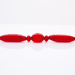 Antique Art Deco Cherry Red Molded Czech Glass Choker Necklace, 1920s