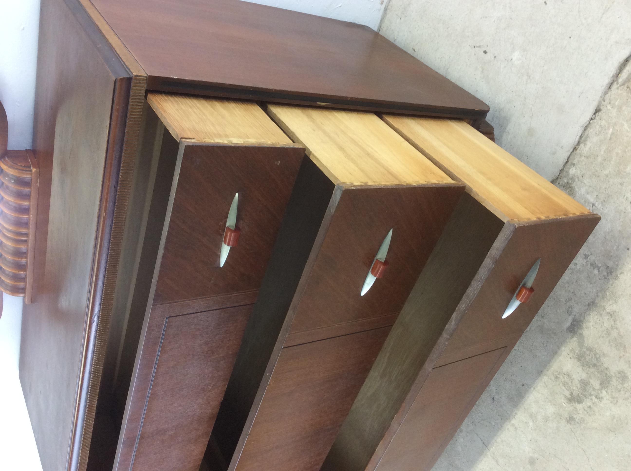 Antique Art Deco Chest of Drawers with Mirror 10