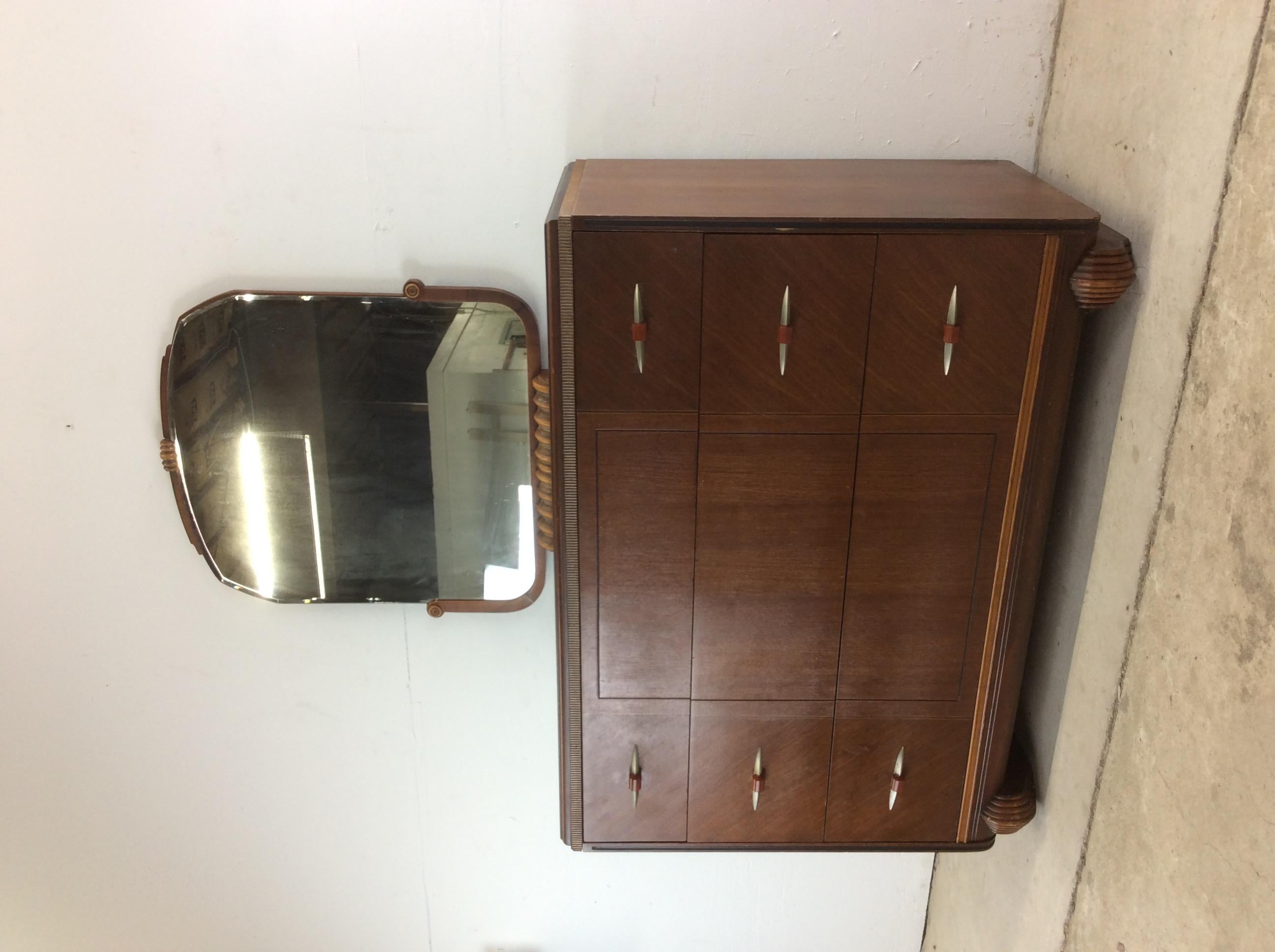 Antique Art Deco Chest of Drawers with Mirror 11