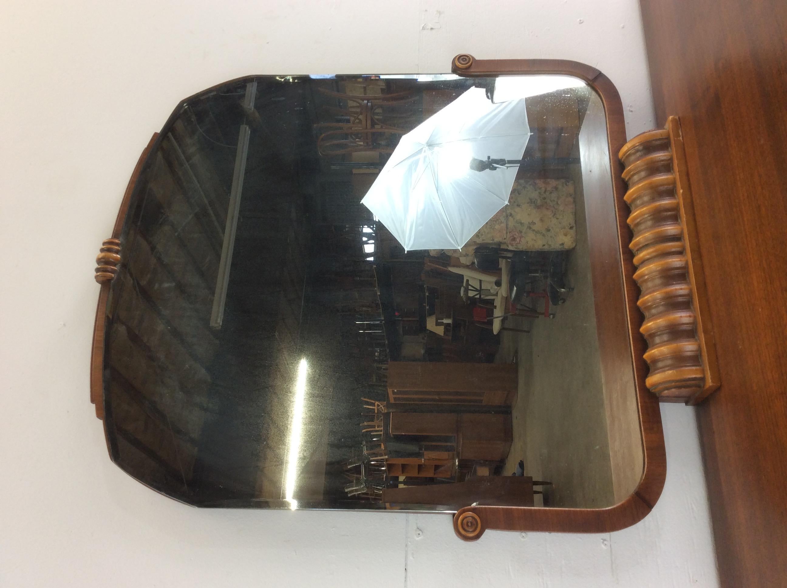 Veneer Antique Art Deco Chest of Drawers with Mirror For Sale