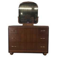 Antique Art Deco Chest of Drawers with Mirror