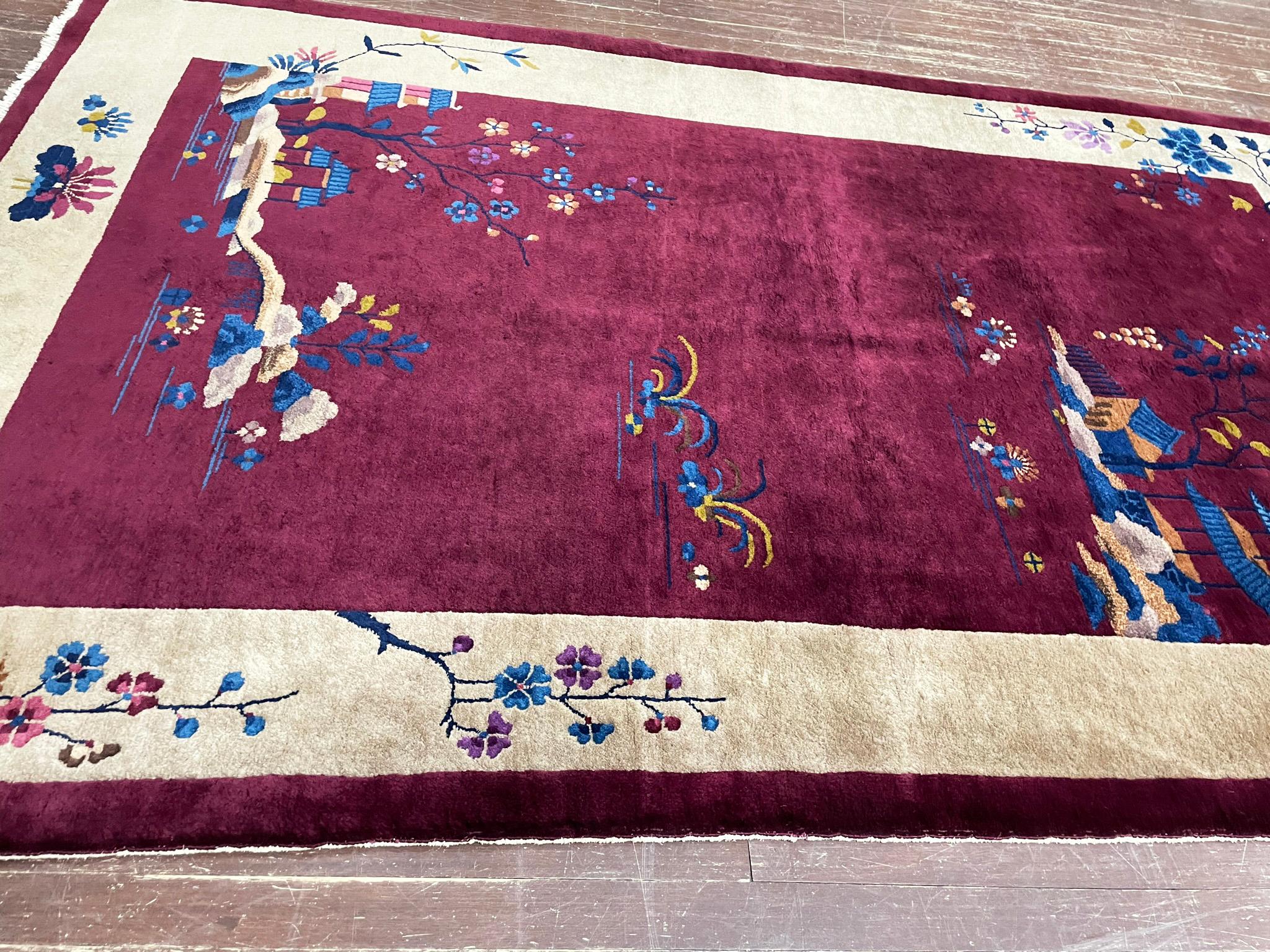 Antique Art Deco Chinese Carpet, C-1920's, Tree of Knowledge For Sale 4