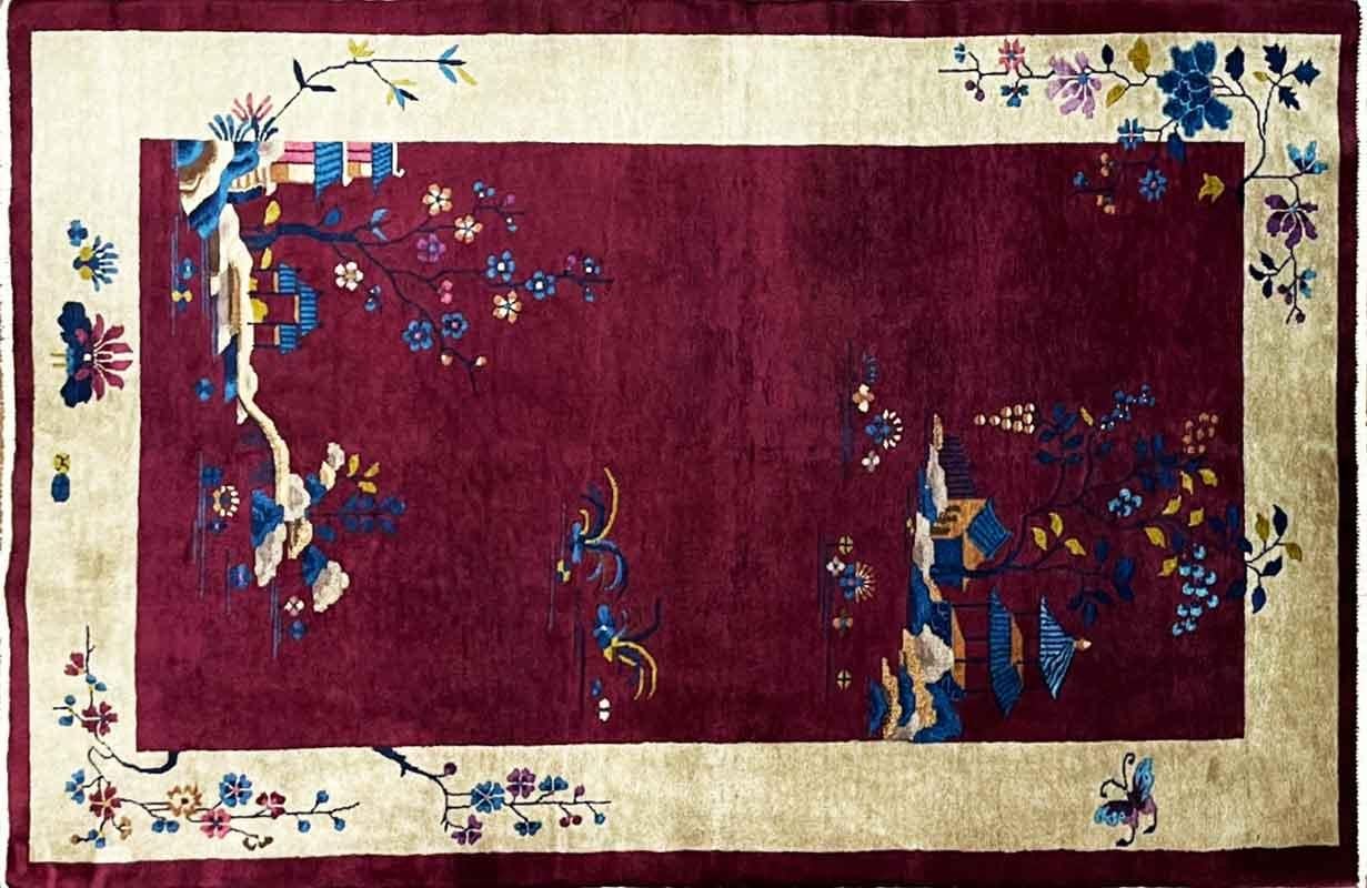 Antique Art Deco Chinese rug, 4'10