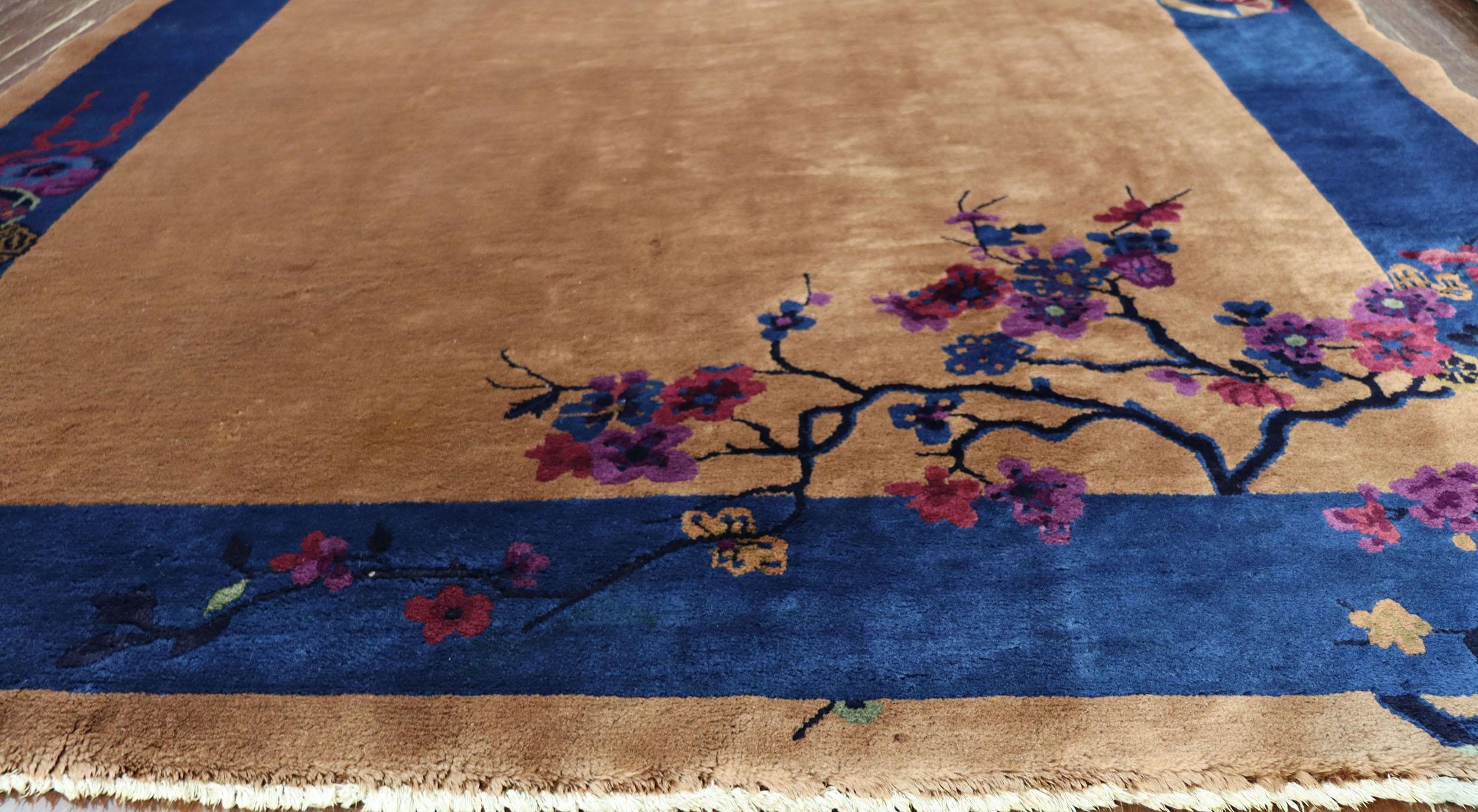 20ième siècle Tapis chinois Art Déco ancien, 6' x 8'9