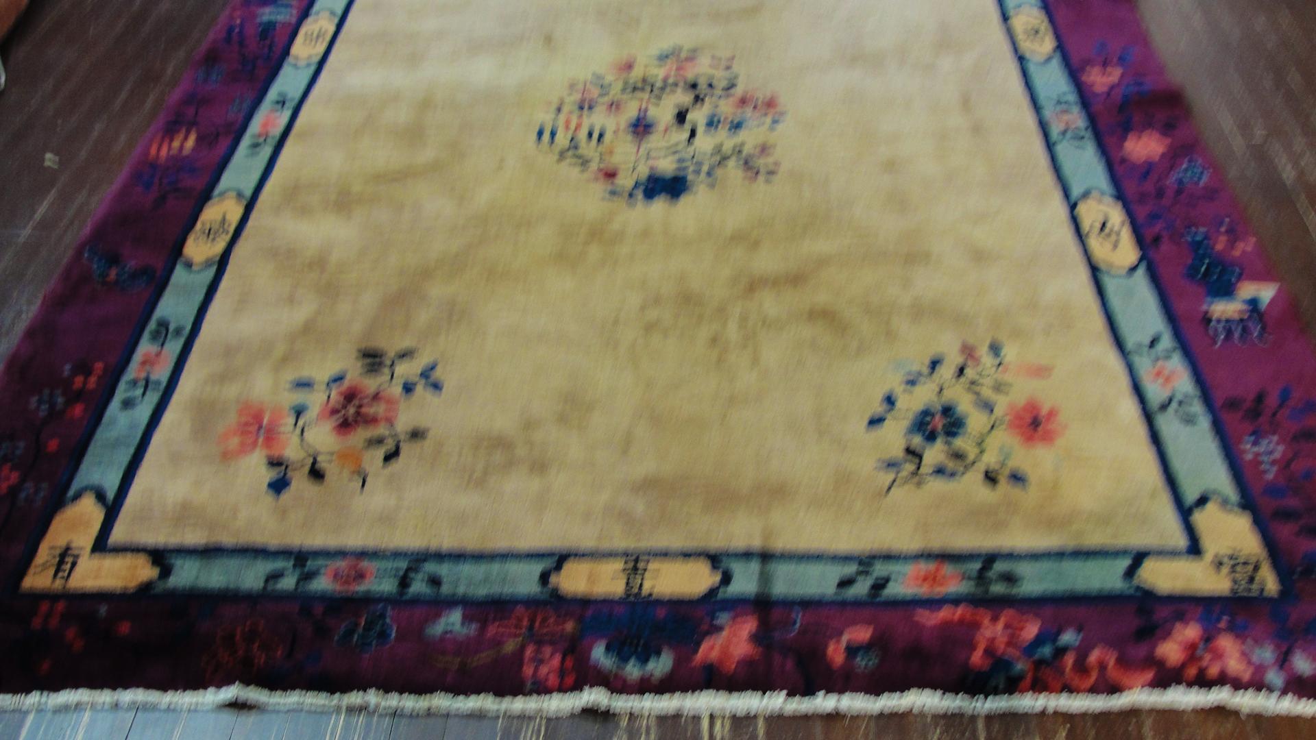 Antique Art Deco Chinese carpet, 6'2