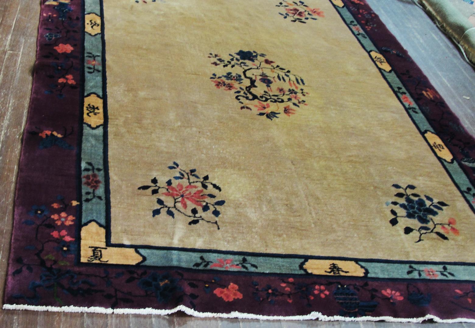 Antique Art Deco Chinese Carpet In Good Condition For Sale In Evanston, IL