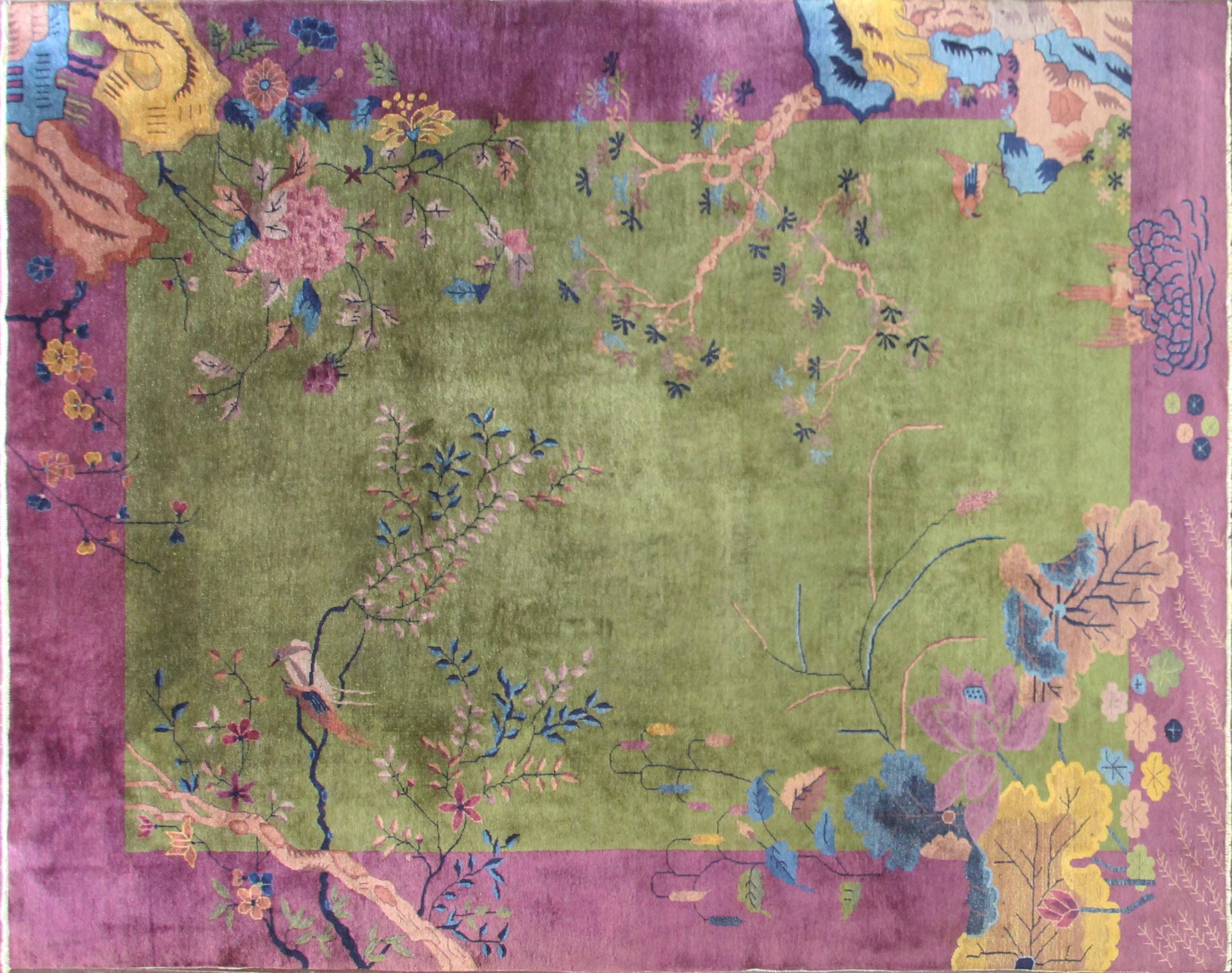 Antique Art Deco Chinese carpet, 9' x 11'4