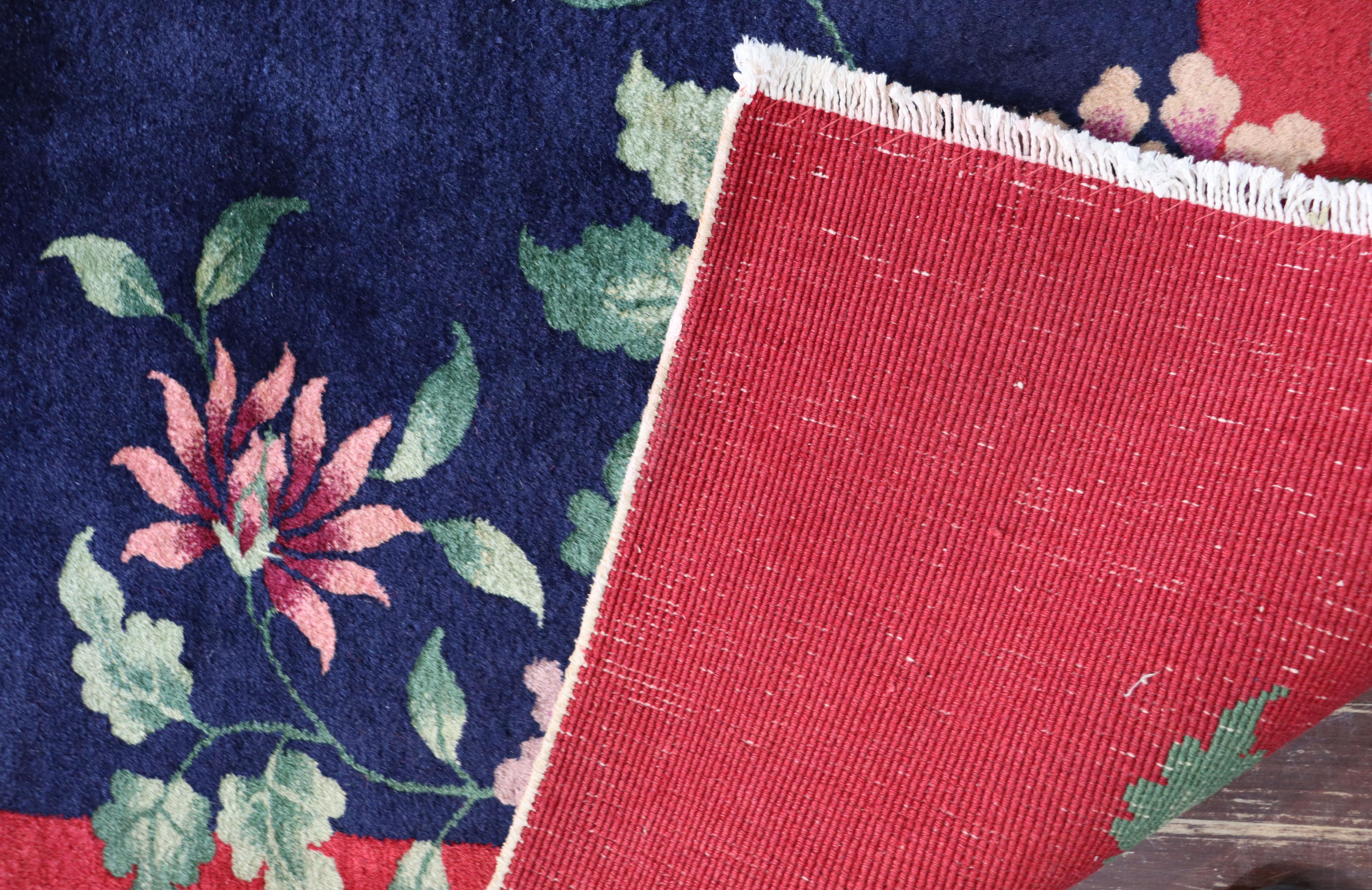 Antique Art Deco Chinese Carpet, Amazing Color, 7'9