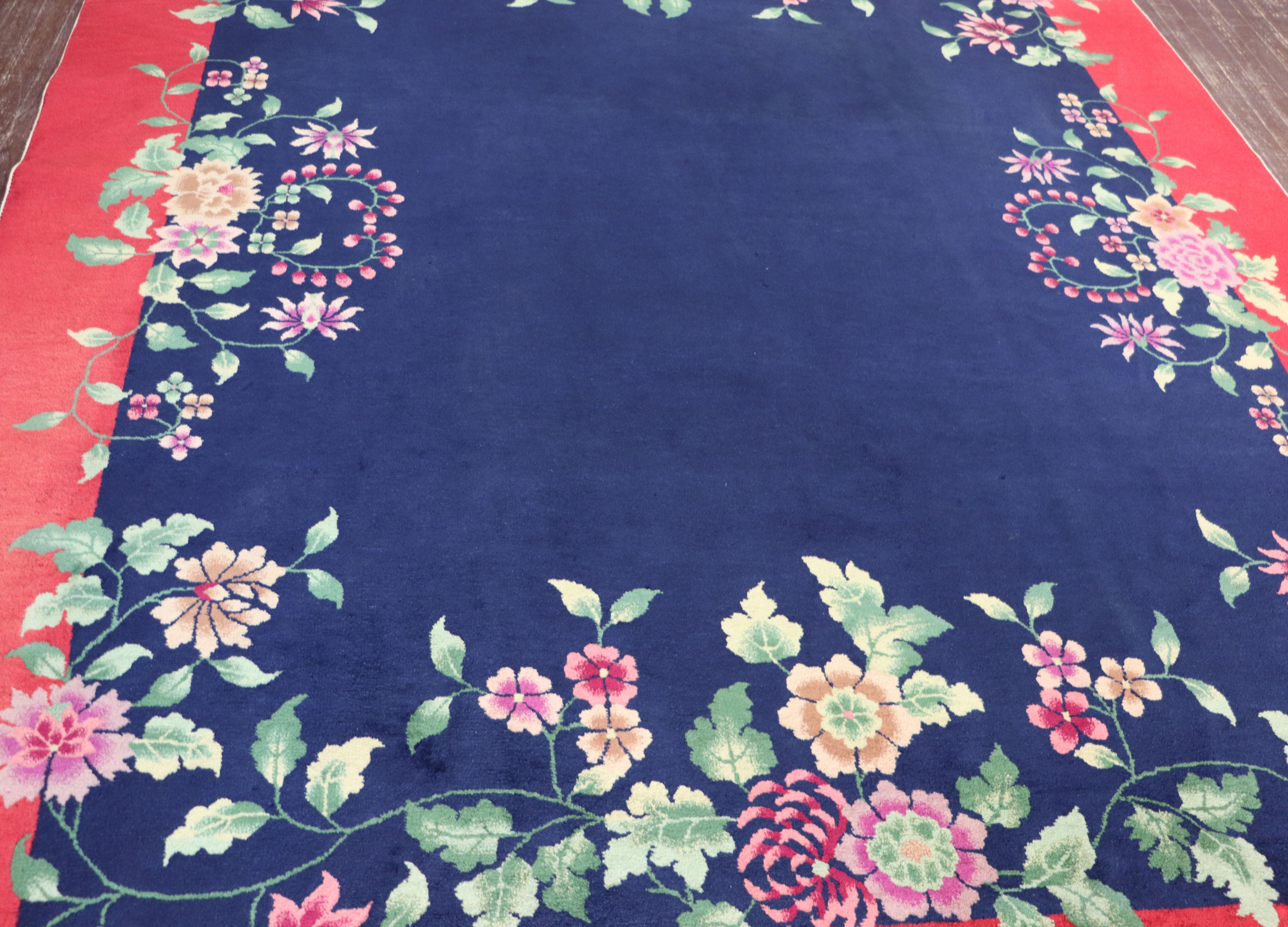 20th Century Antique Art Deco Chinese Carpet, Amazing Color, 7'9