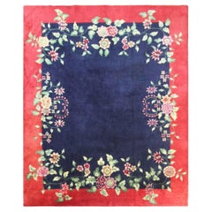 Antique Art Deco Chinese Carpet, Amazing Color, 7'9" x 9'7"