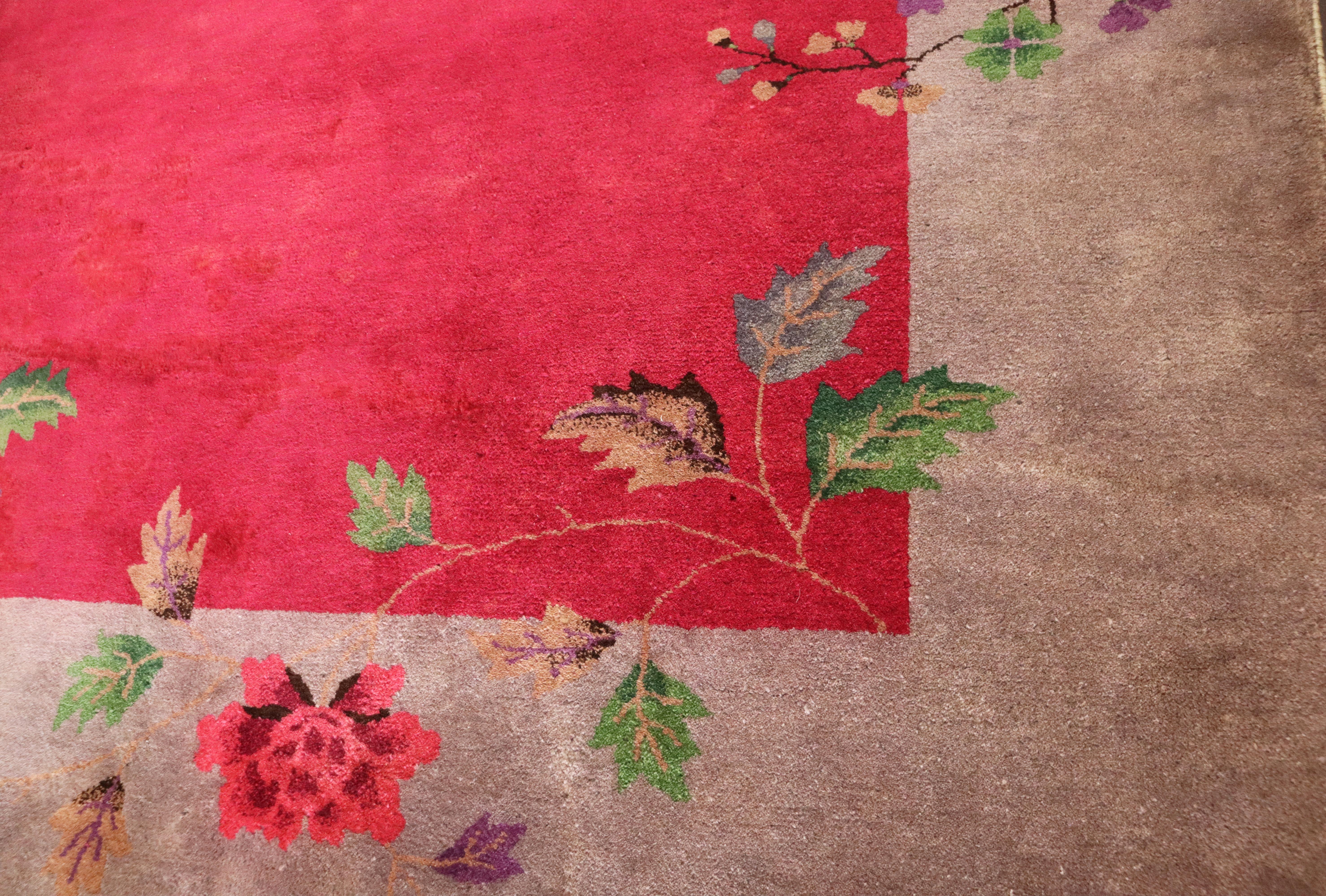 Wool Antique Art Deco Chinese Carpet, Amazing