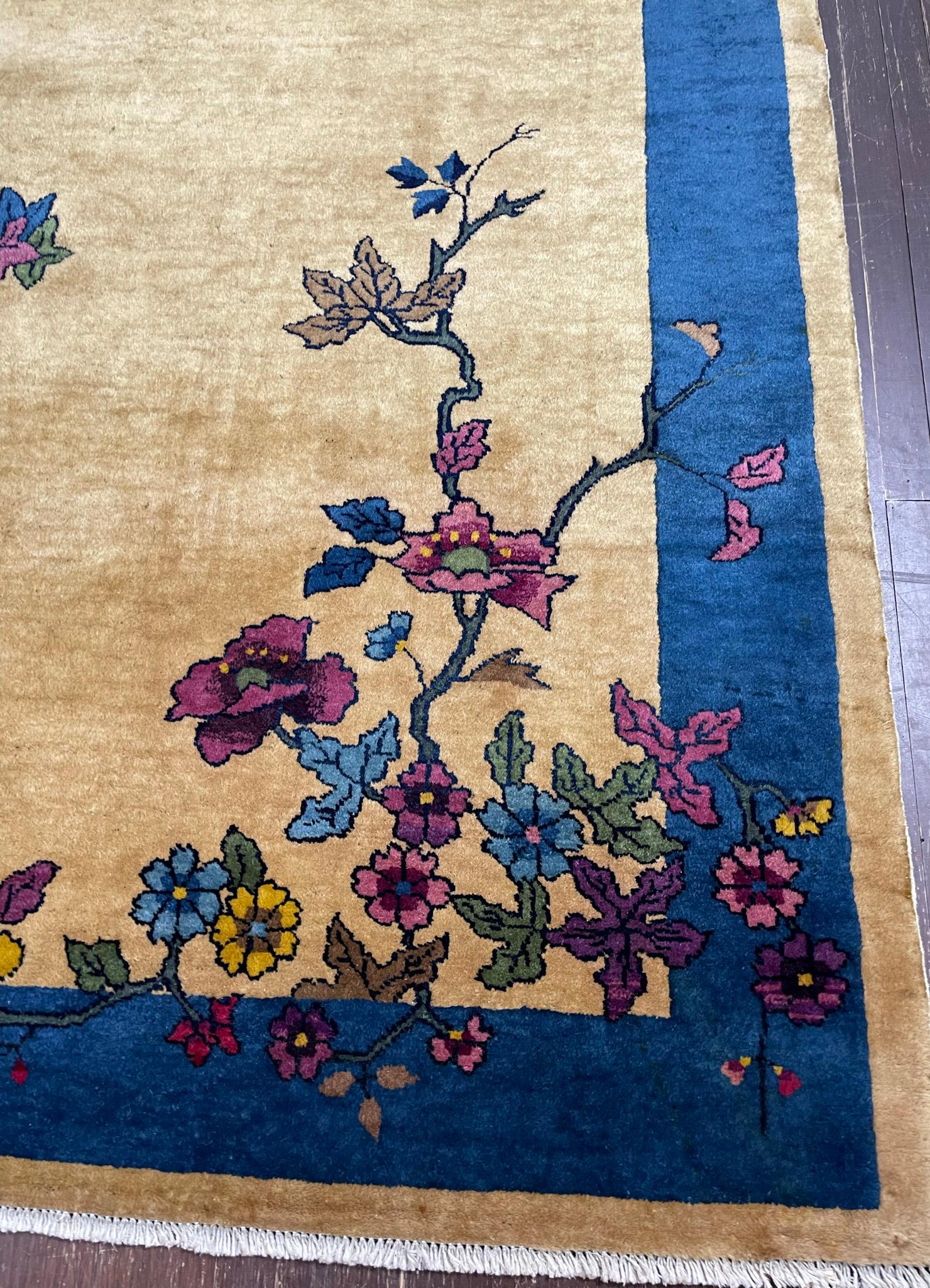 Antique Art Deco Chinese Carpet, C-1920, The Shiny World For Sale 4