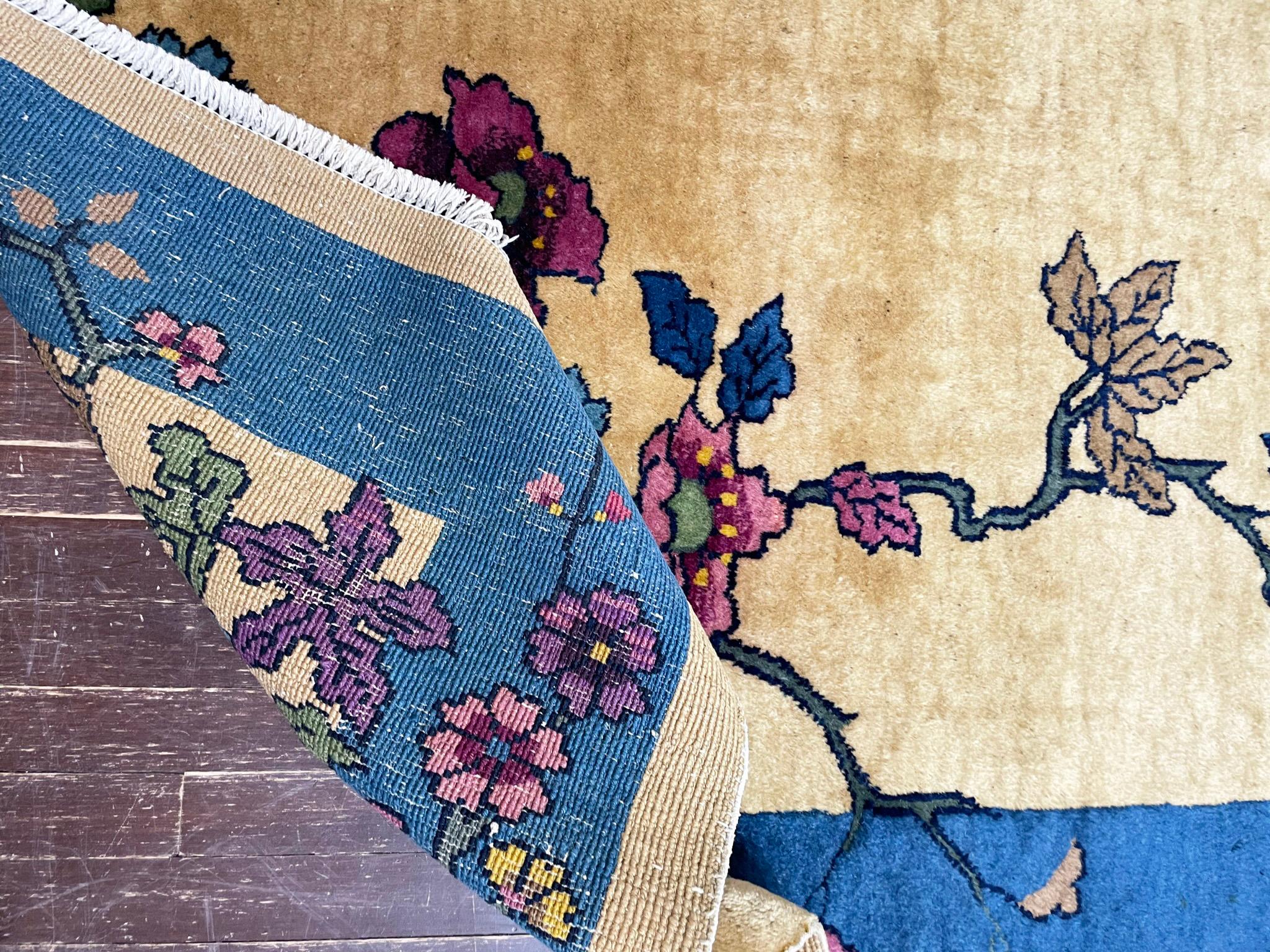 Antiker chinesischer Art-Déco-Teppich im Art déco-Stil, ca. 1920, Die glänzende Welt im Angebot 5