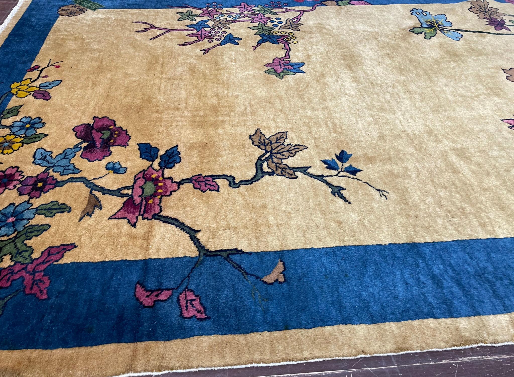 Antique Art Deco Chinese Carpet, C-1920, The Shiny World For Sale 6