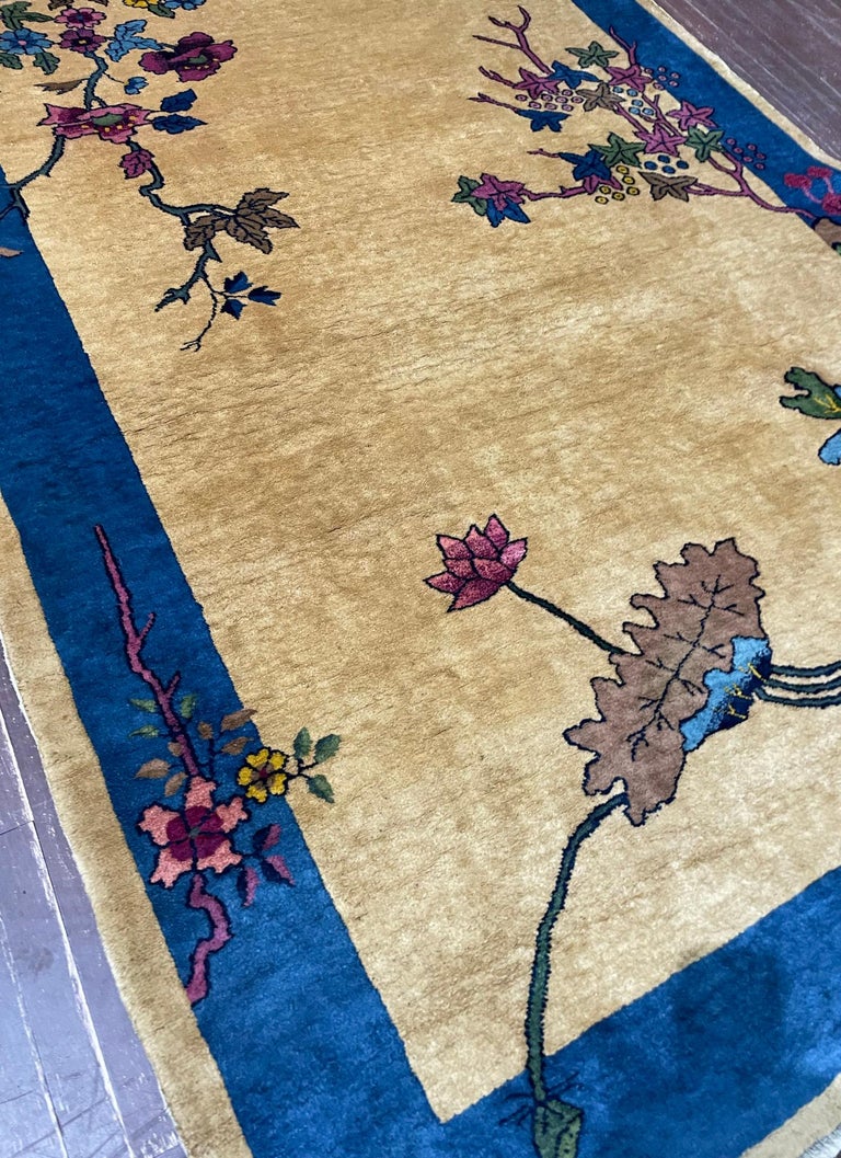 Antique Art Deco Chinese Carpet, C1920, the Shiny World For Sale at