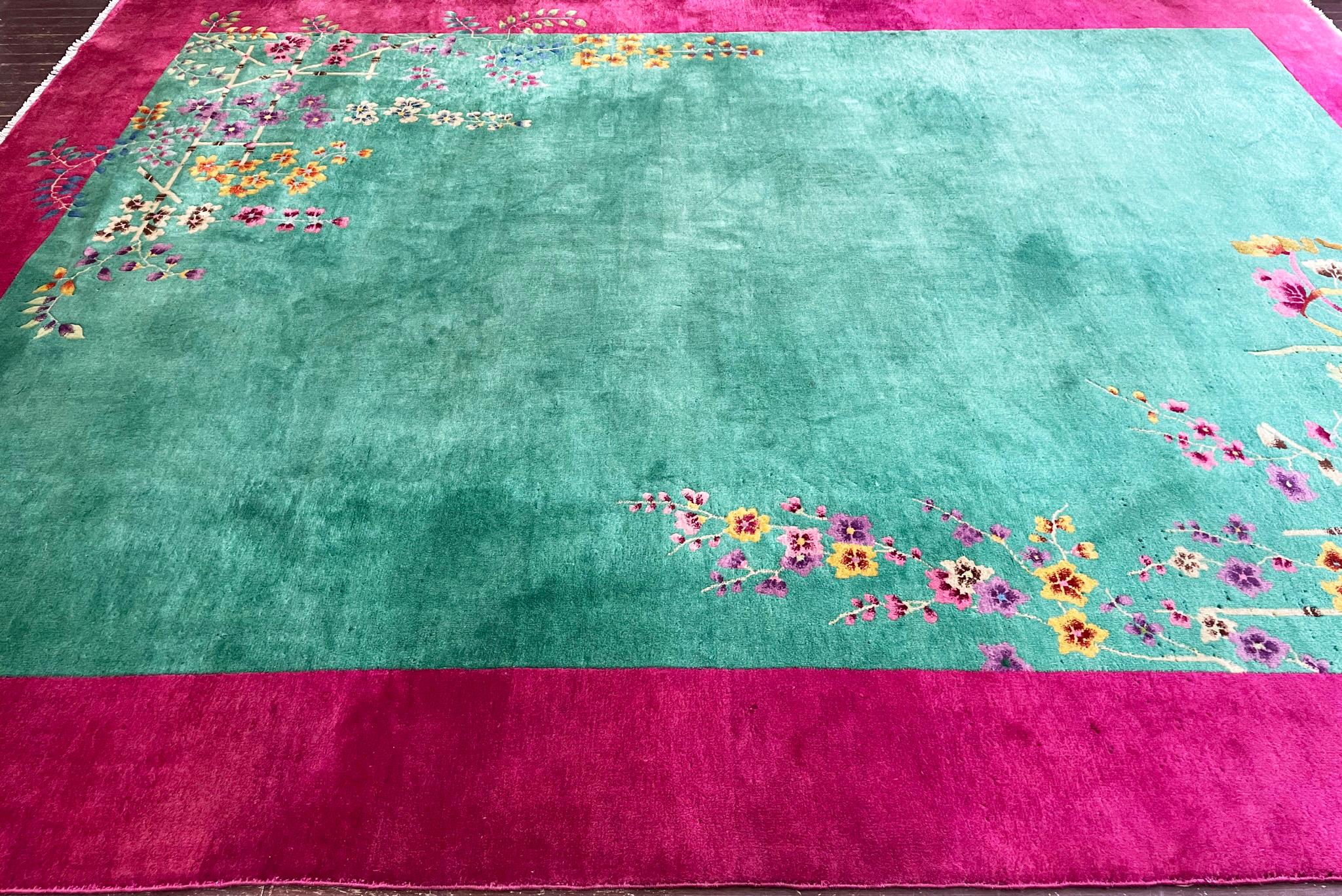 Noué à la main Tapis chinois Art Déco ancien, c-1920 en vente