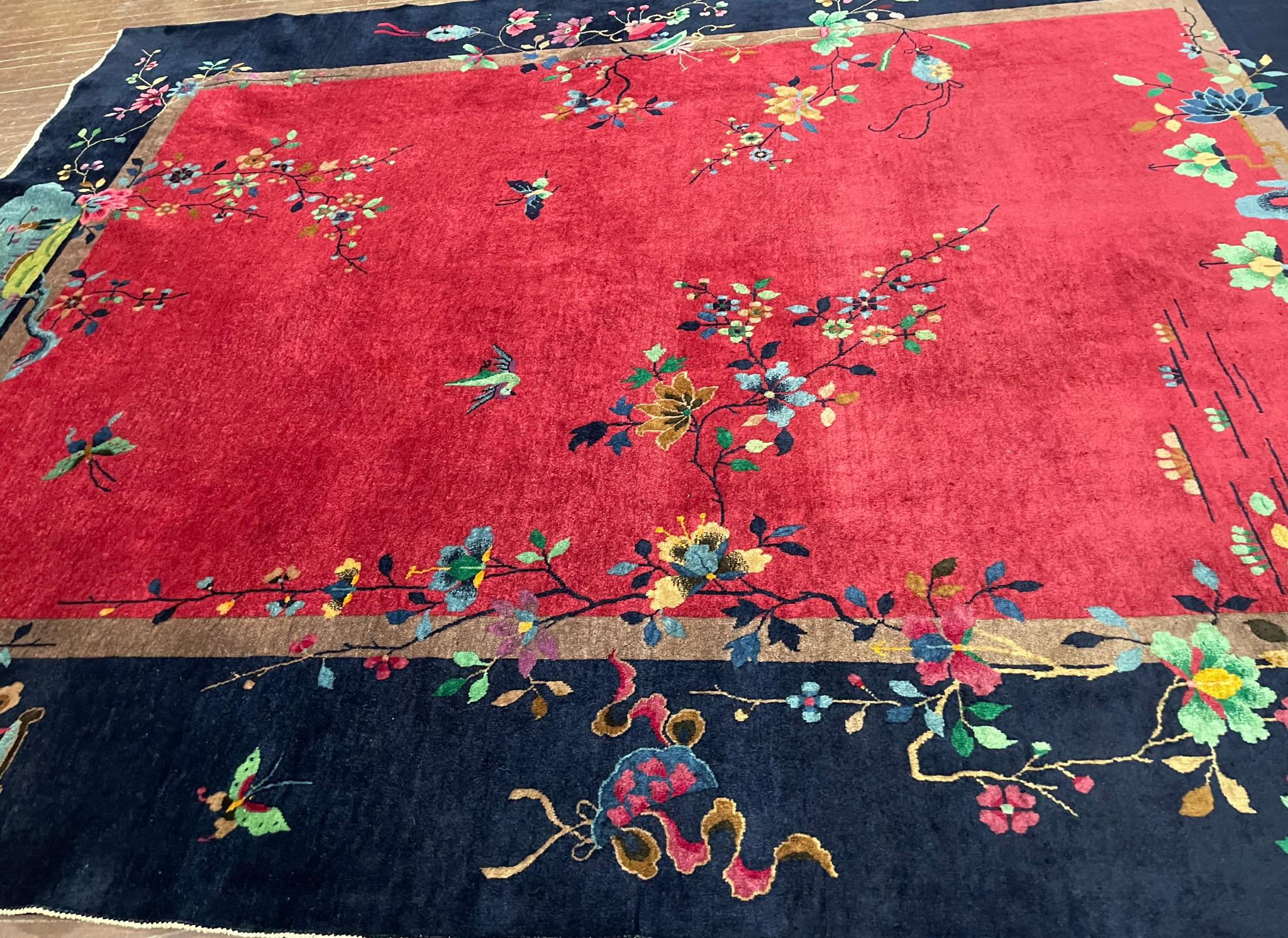 Antique Art Deco Chinese Carpet, c-1920's, Chinese Village For Sale 4