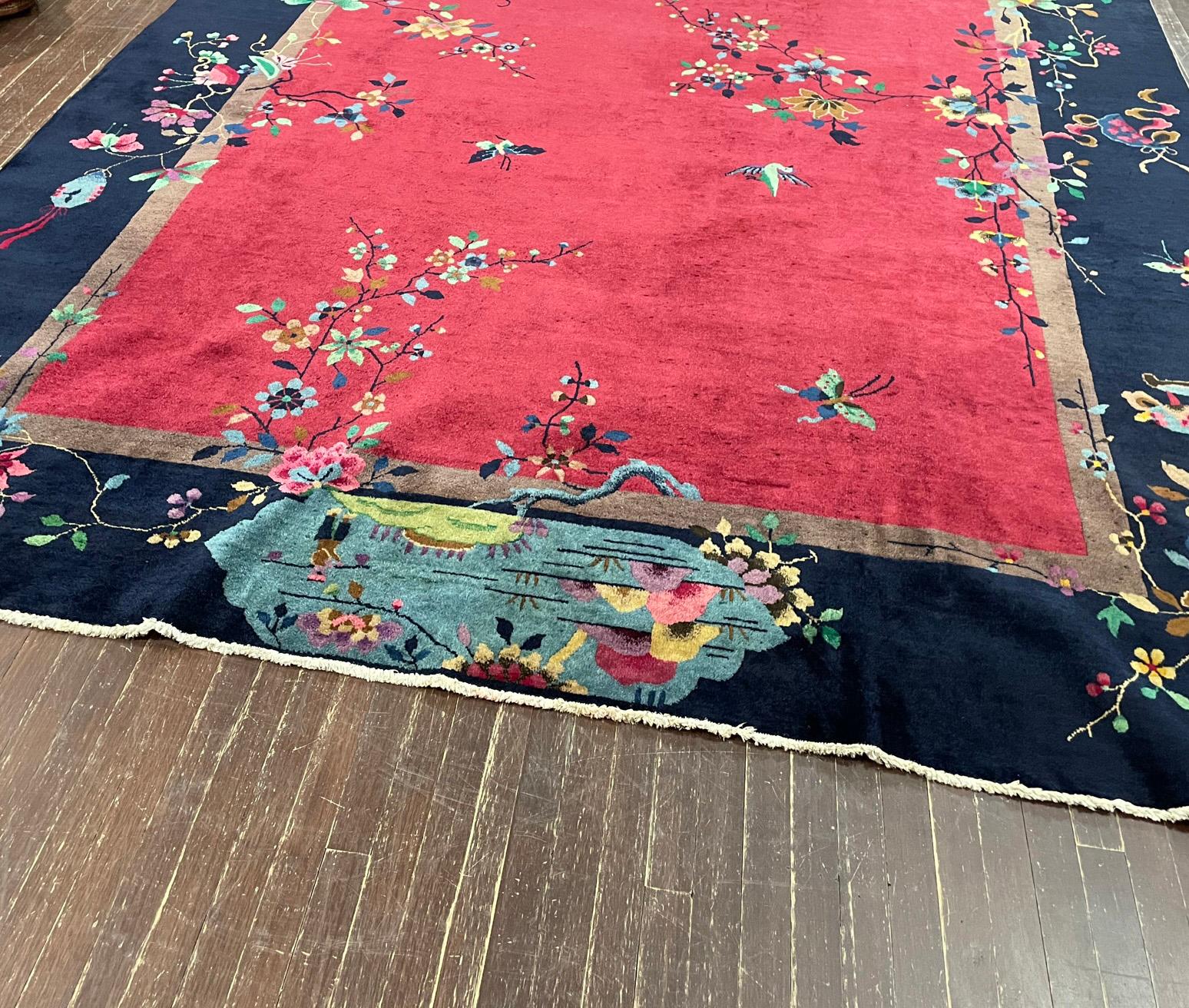 Antique Art Deco Chinese Carpet, c-1920's, Chinese Village For Sale 1