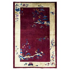 Tapis chinois Art Déco ancien, vers les années 1920, arbre de connaissance