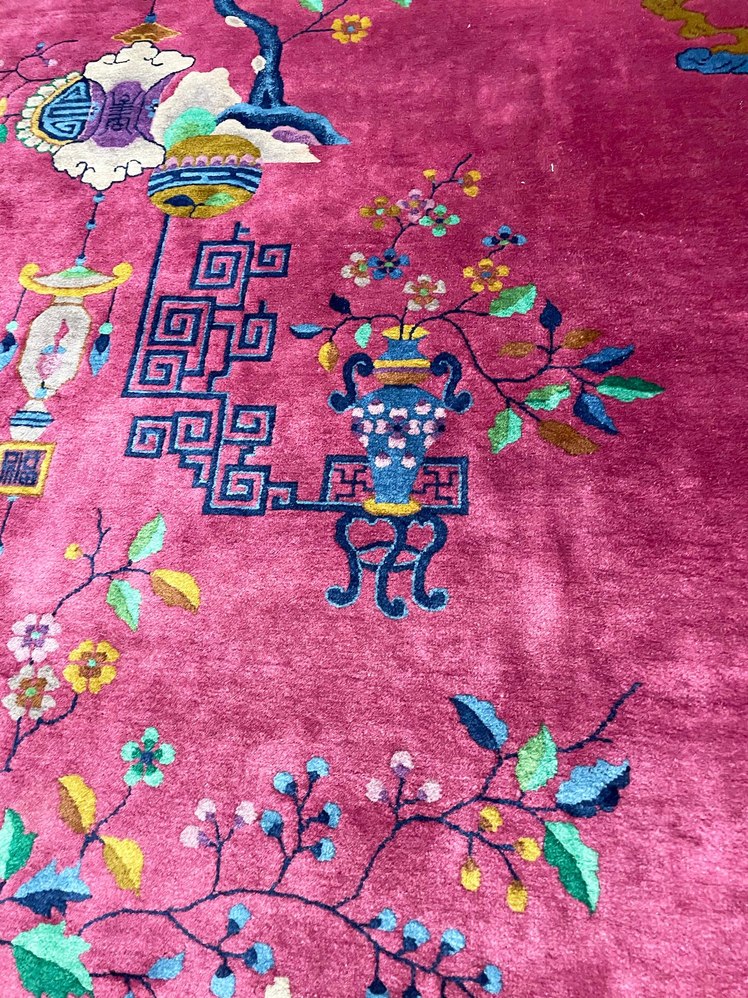 Antique Art Deco Chinese Carpet, Dragon Rug, c-1910 For Sale 4