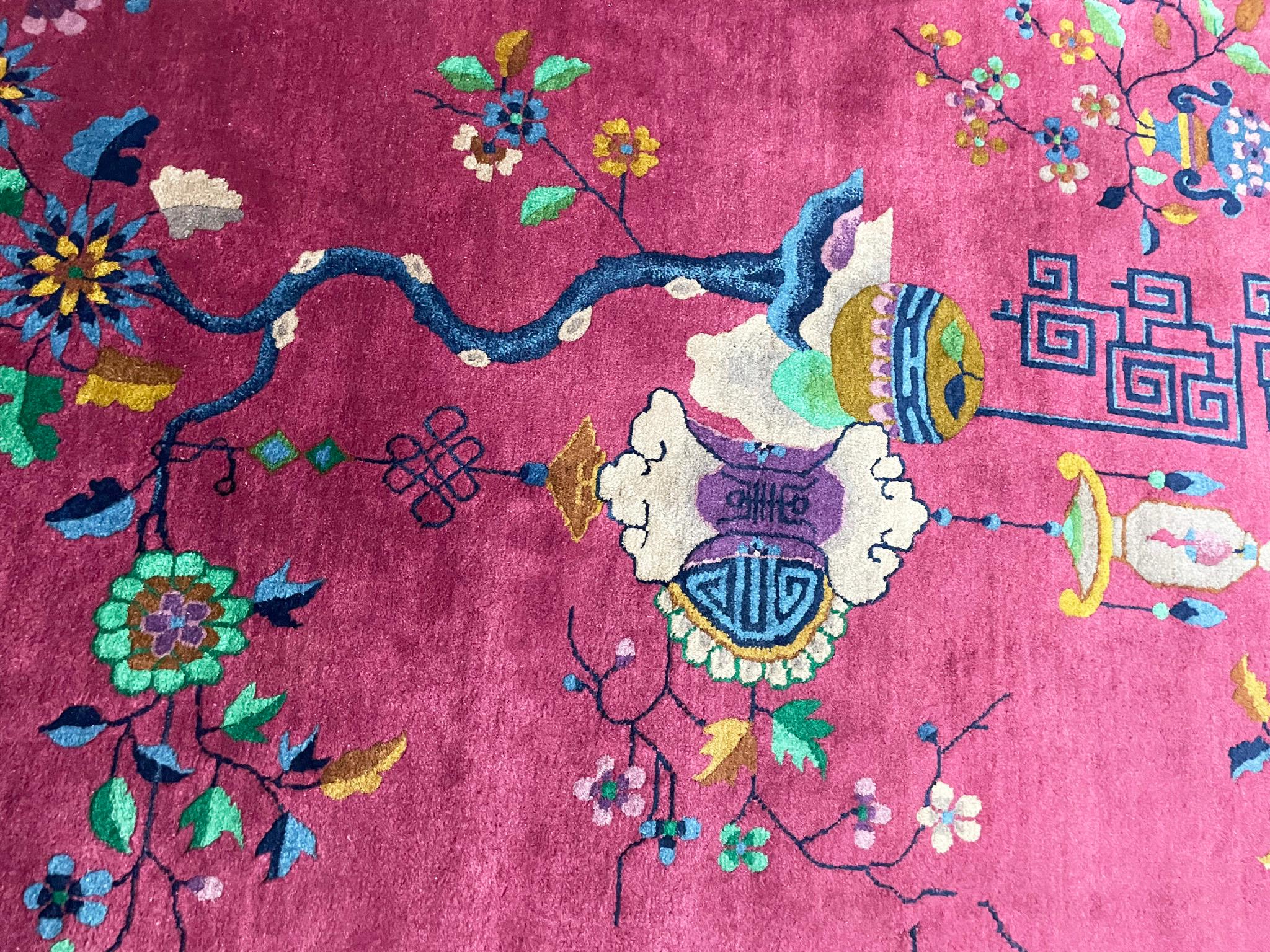 Antique Art Deco Chinese Carpet, Dragon Rug, c-1910 For Sale 2