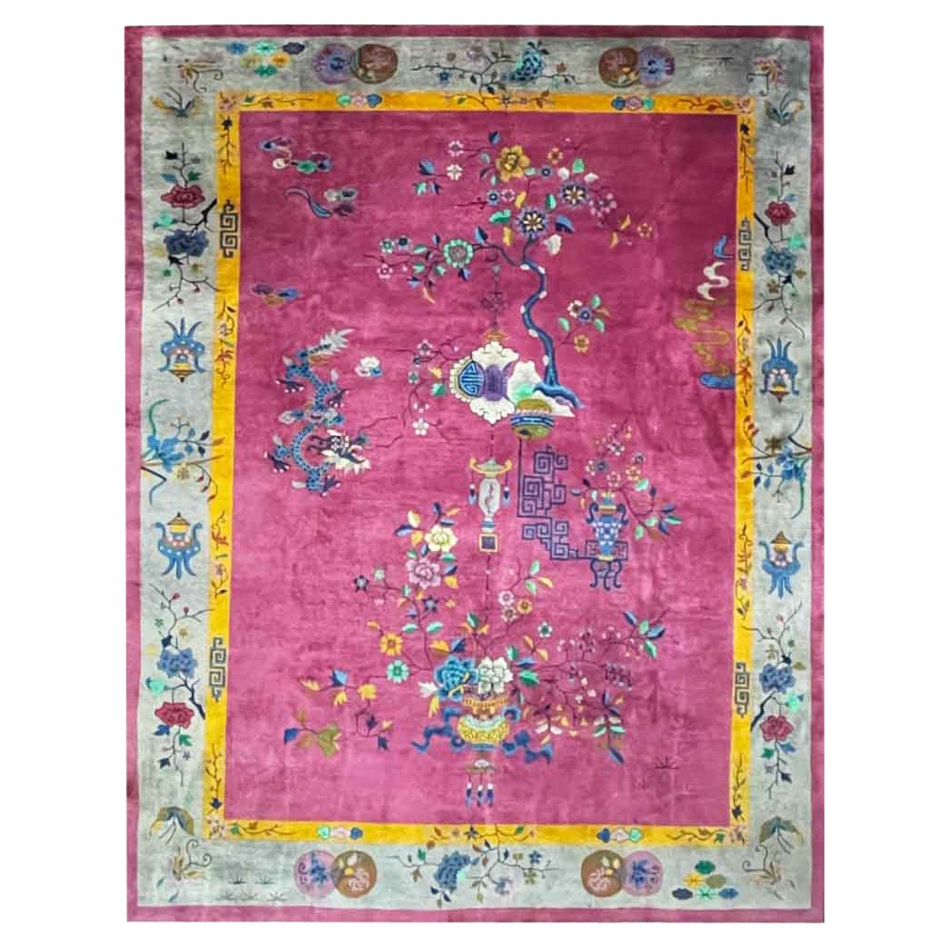 Tapis chinois Art Déco ancien, Tapis dragon, vers 1910 en vente