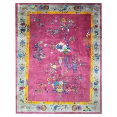 Tapis chinois Art Déco ancien, Tapis dragon, vers 1910