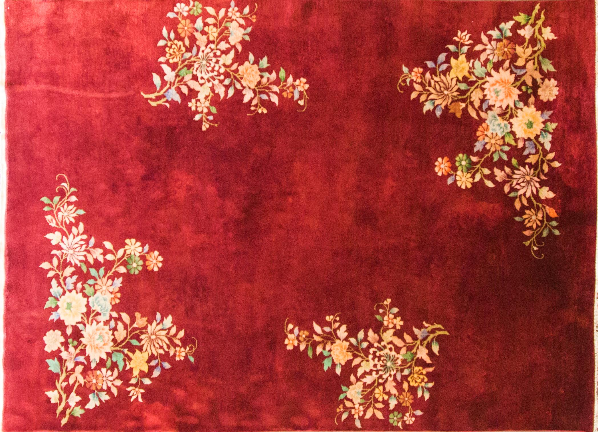 Antique Handmade Art Deco Chinese Carpet, 6'6