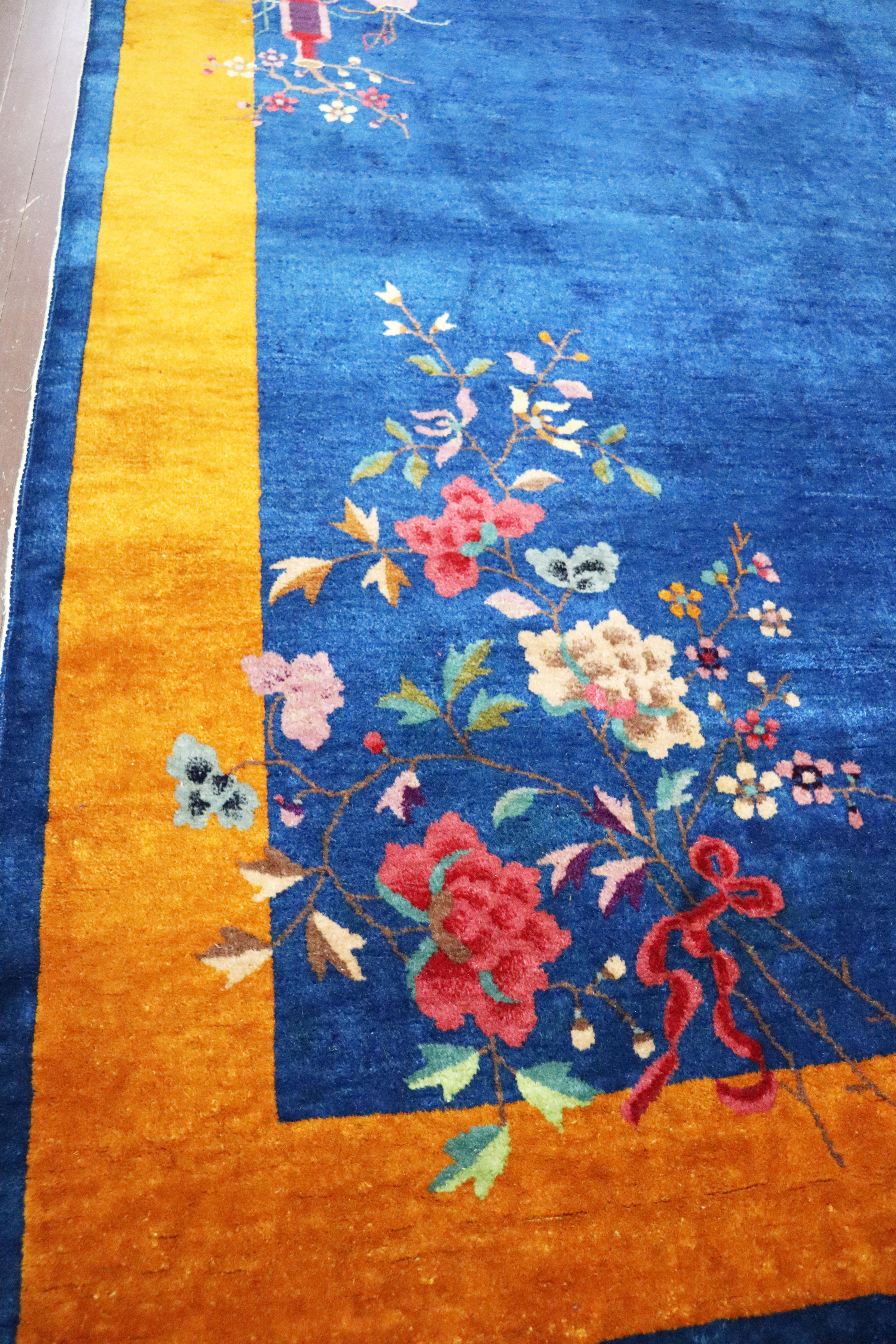 Hand-Knotted Antique Art Deco Chinese Carpet, Popular