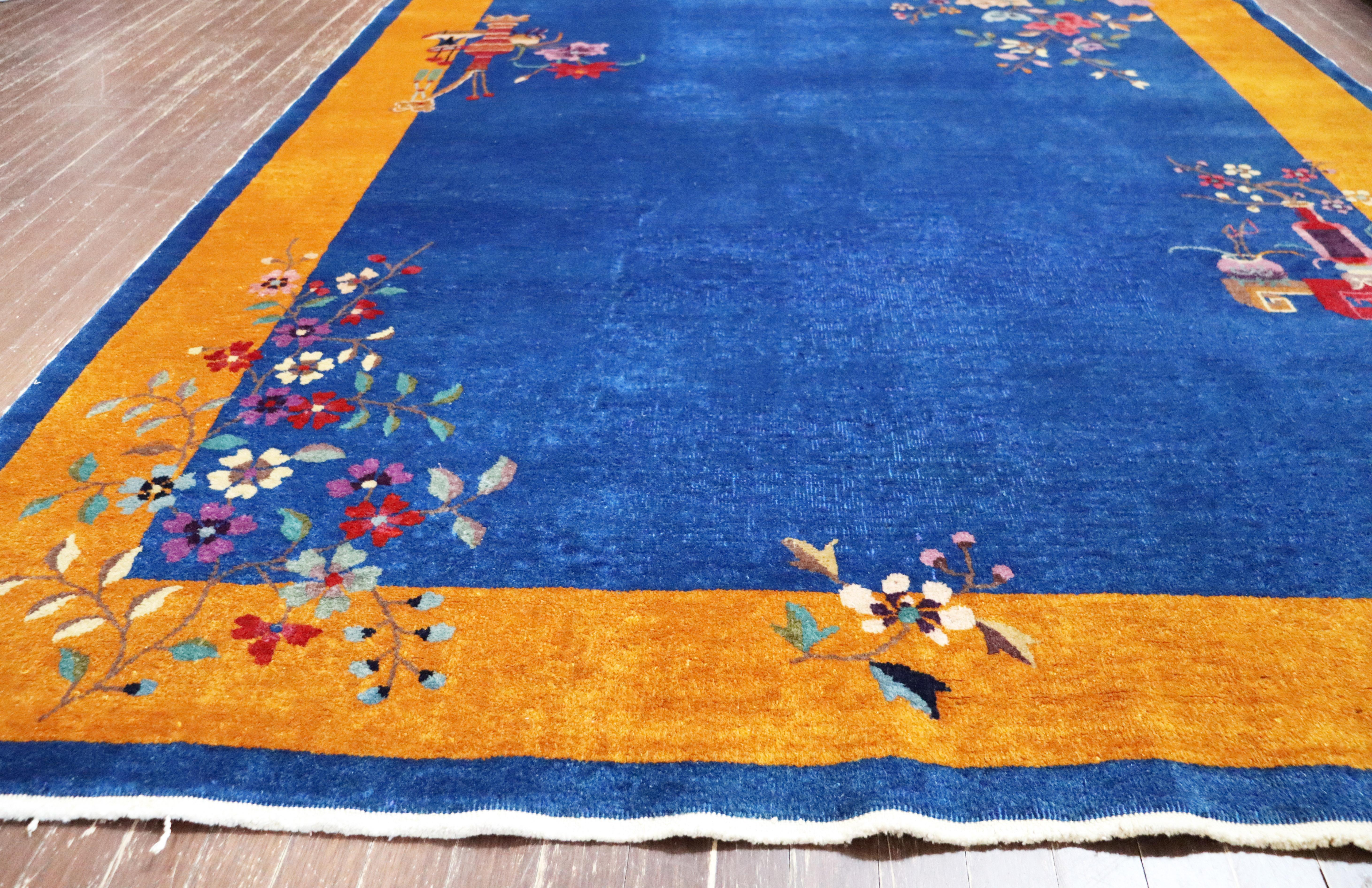 Wool Antique Art Deco Chinese Carpet, Popular
