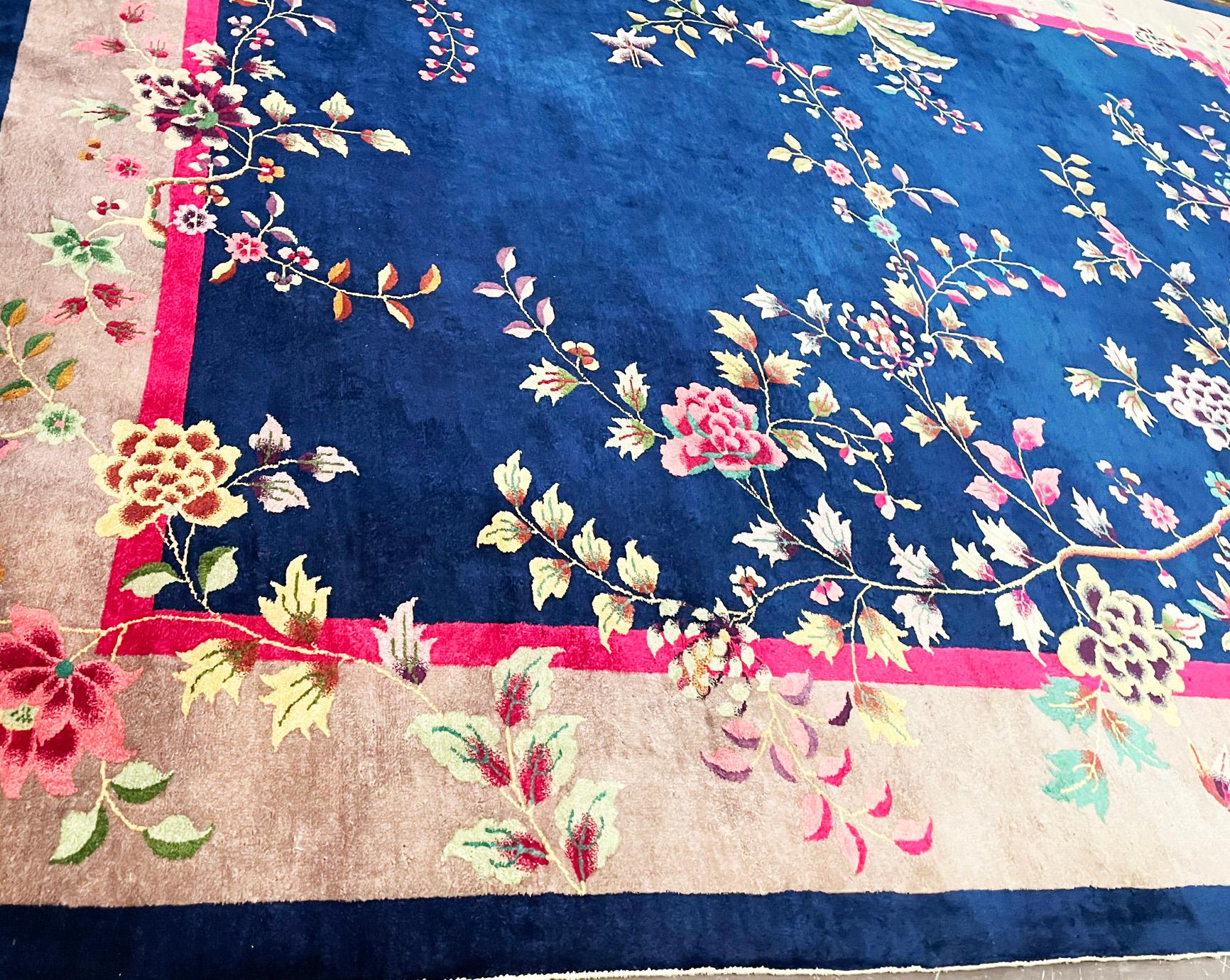 Antique Art Deco Chinese Carpet, Richness, circa 1920, #17399 In Excellent Condition For Sale In Evanston, IL