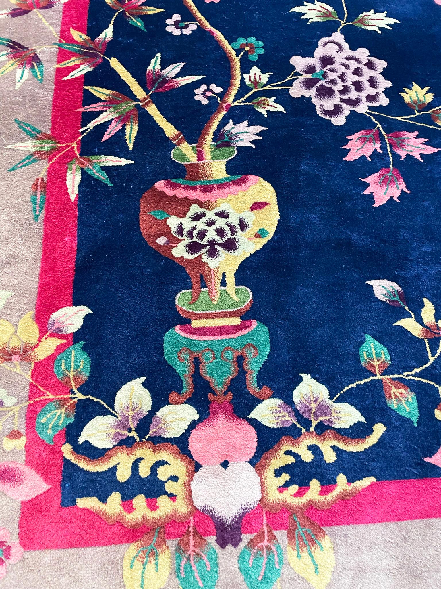20th Century Antique Art Deco Chinese Carpet, Richness, circa 1920, #17399 For Sale