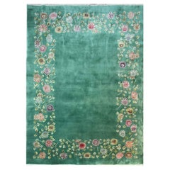 Antique Art Deco Chinese Carpet, Wedding Rug, 8
7" x 11
6"